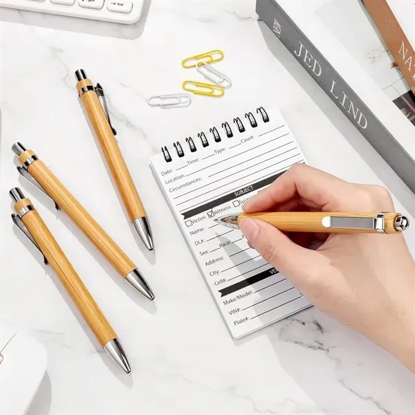 Bamboo Ballpoint Pen with Retractable Ink Writer 9