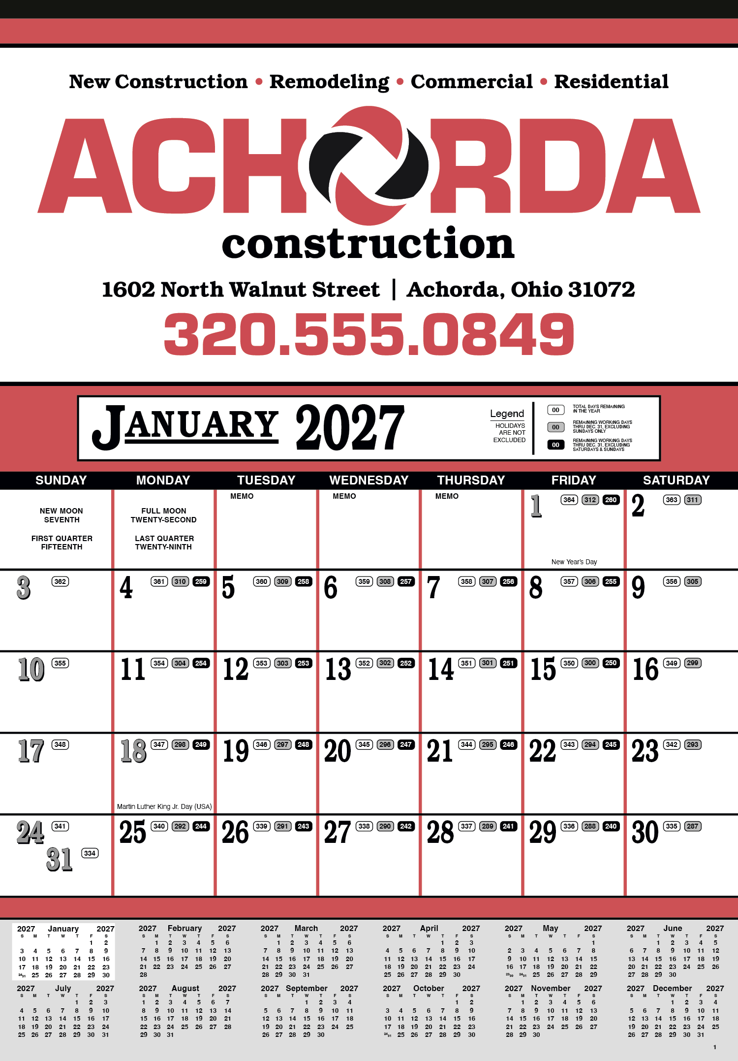 Skinner & Kennedy® Contractor's 12-Sheet Calendar 3