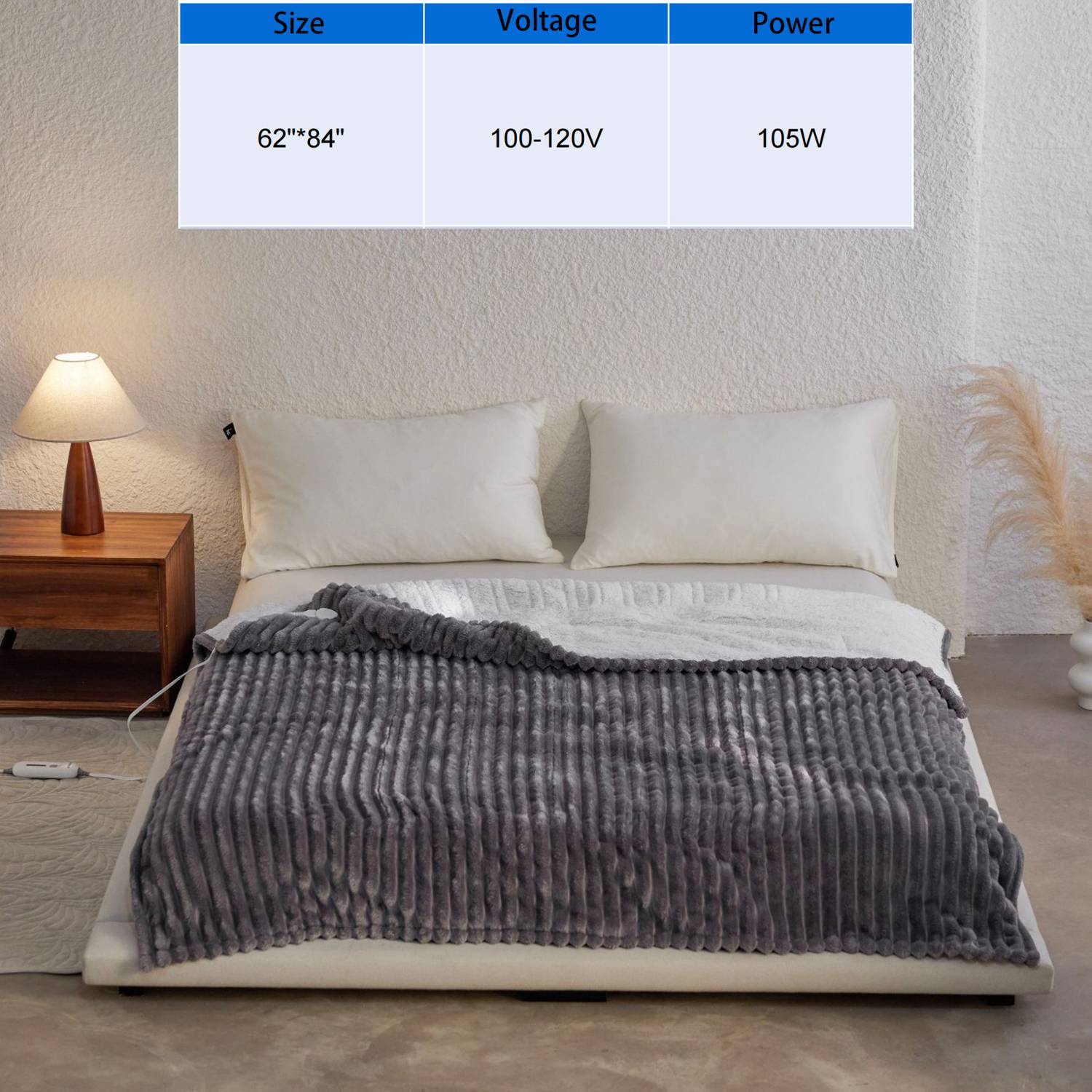 Washable Flannel Striped Electric Heating Blanket 5