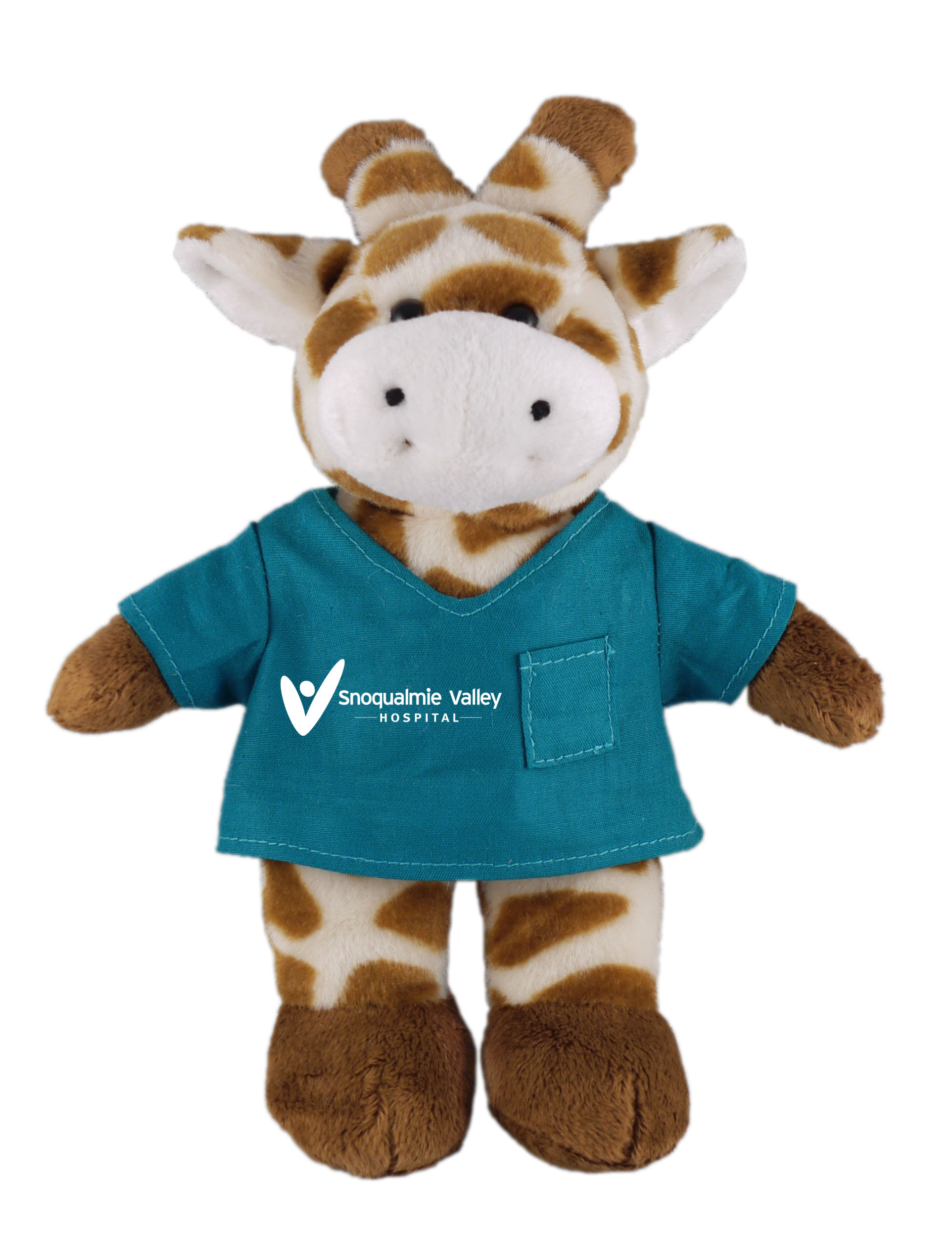 Soft Plush Stuffed Giraffe in scrub shirt 3