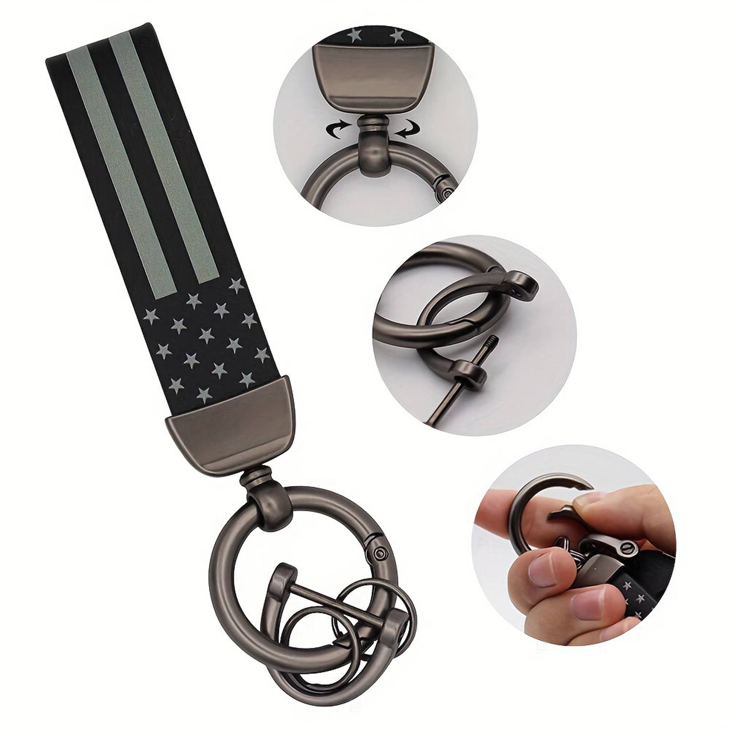 Microfiber Leather American Flag Keychain 3