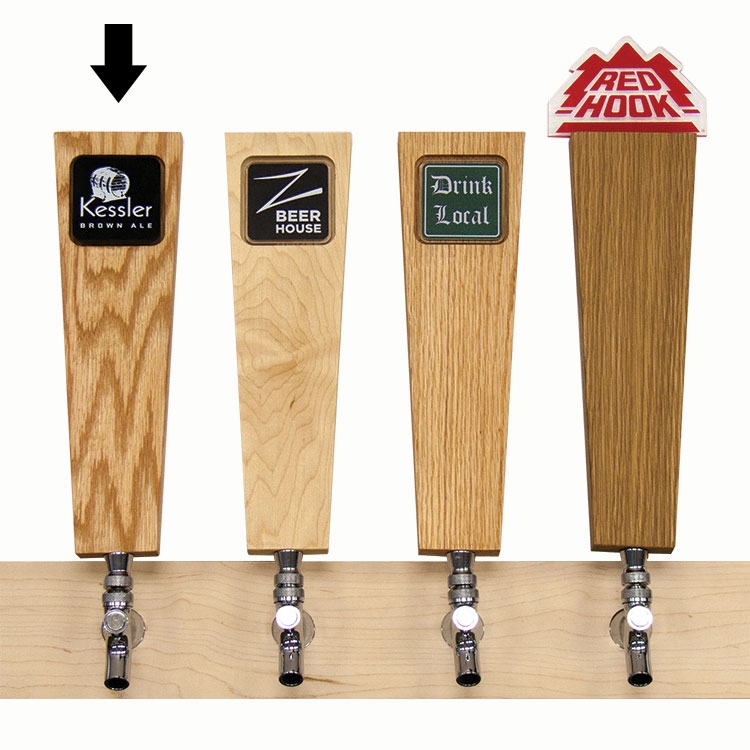 Wood Beer Tap with Raised Imprint Square 11 25 x 3 3 x 0 75