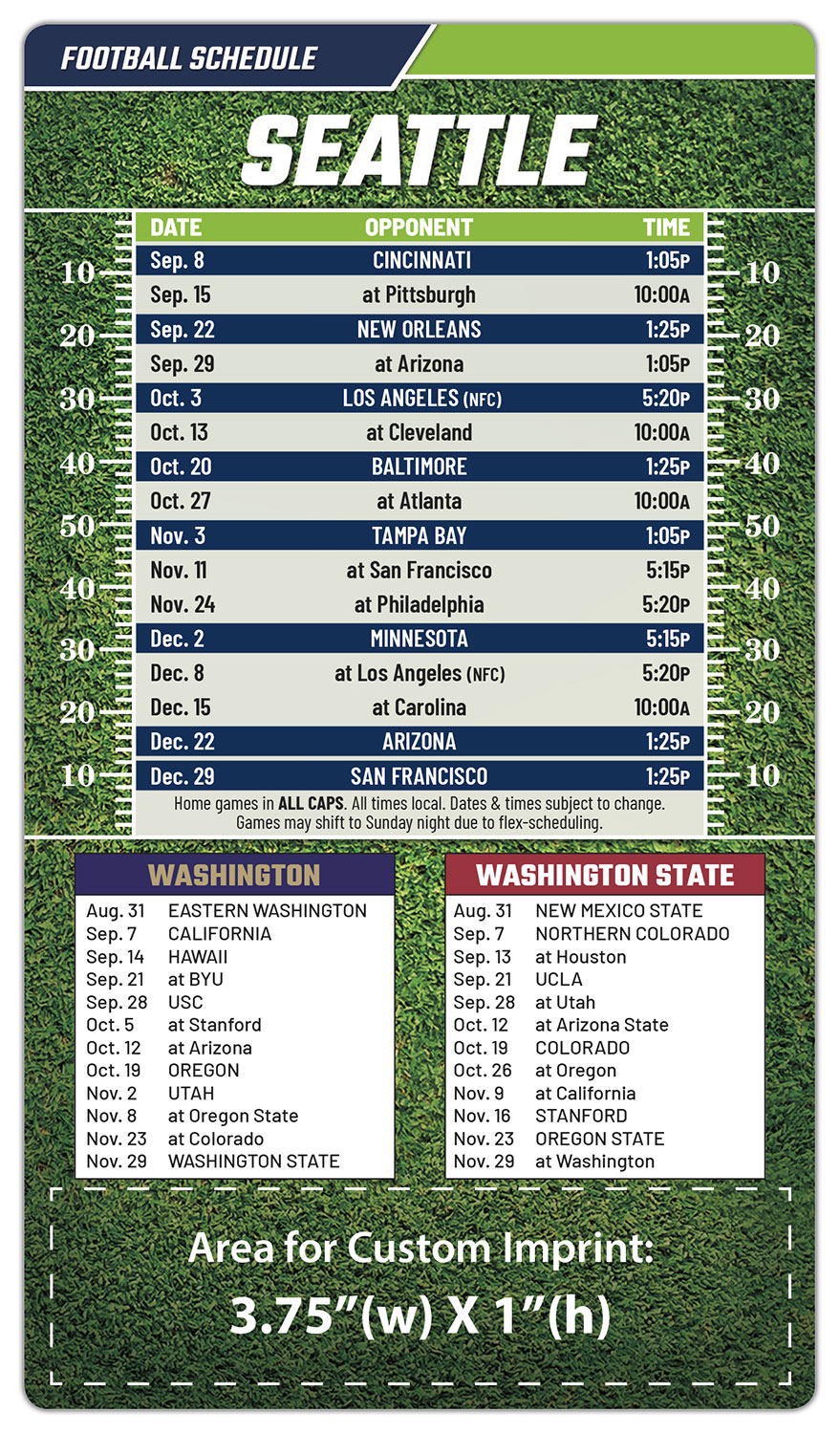 Magnet Football Sport Schedules - 4x7 Round Corners 1