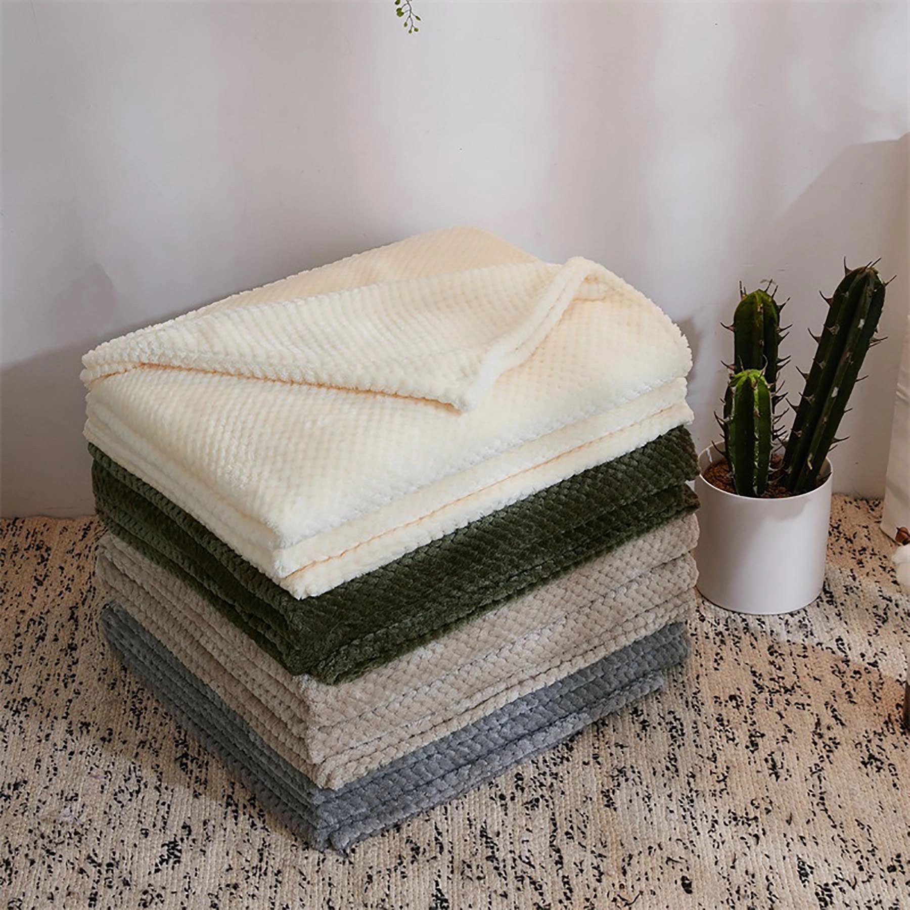 Large Waffle Weave Flannel Fleece Throw Blanket 40X60 Inch 5