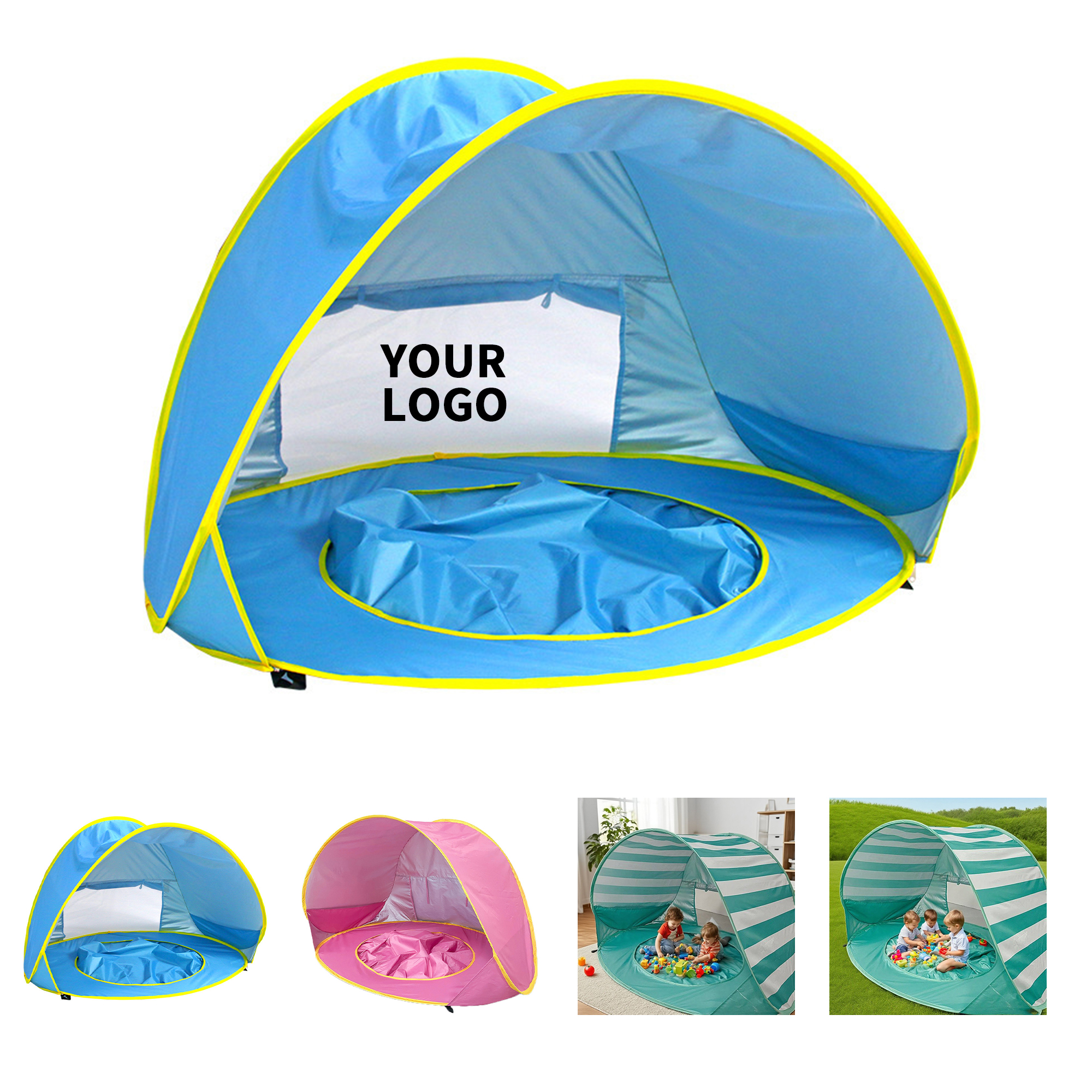 Silver Coated Fabric Beach Sunshade With Wading Space 47.3" X 32.7" X 27.6" 1