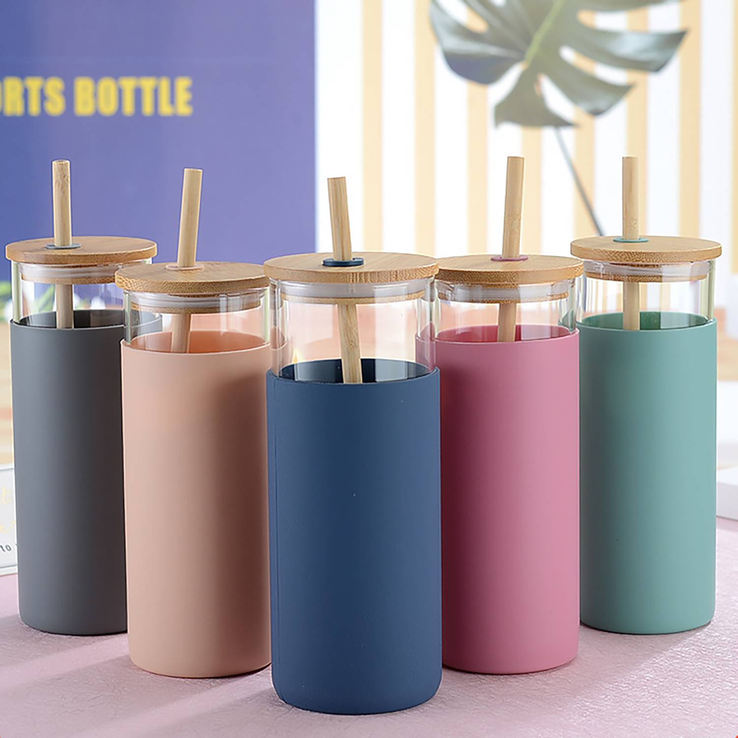 20ounce simple and portable anti-drop glass straw cup 19