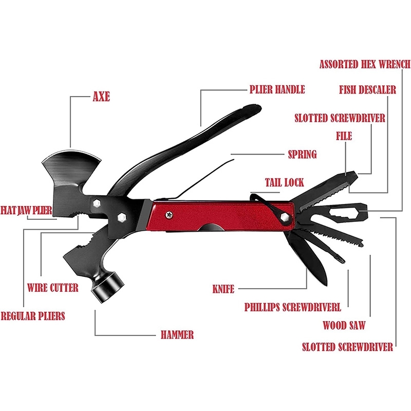 16 in 1 Outdoor Hatchet Multitool Portable Survival Hammer 2