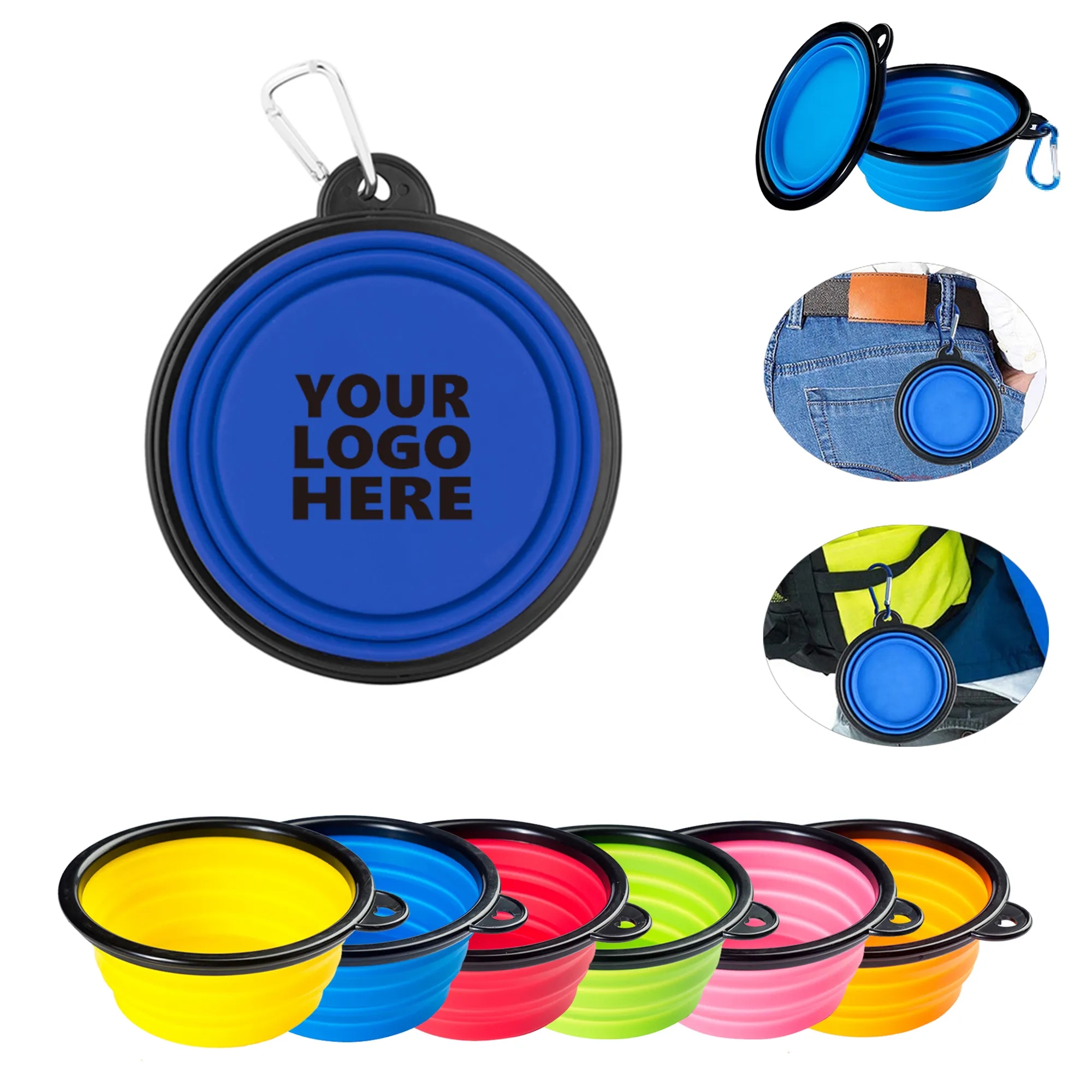 Collapsible TPE Pet Bowl With Carabiner 2