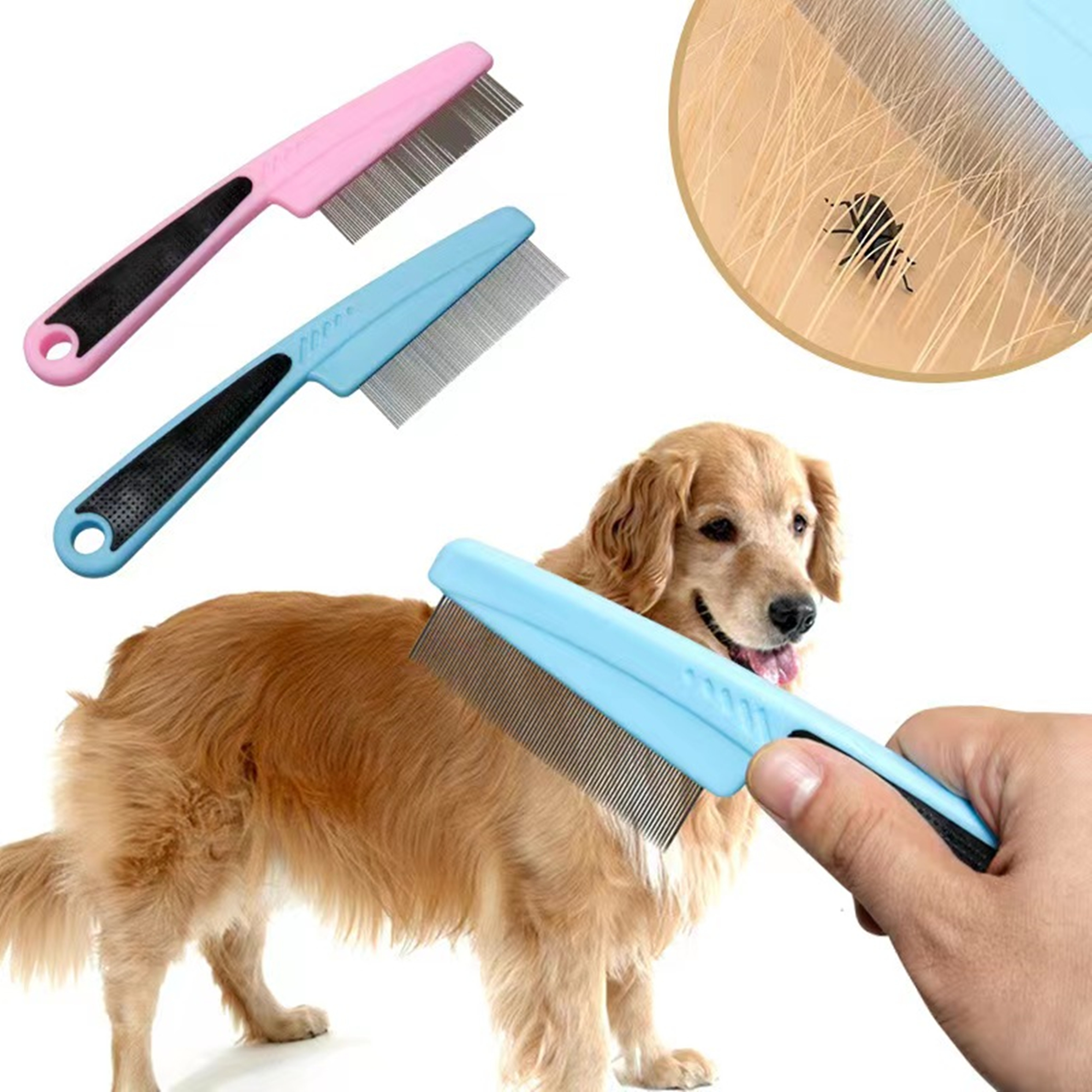 Rubber Handle Dog Hair Pin Comb 3