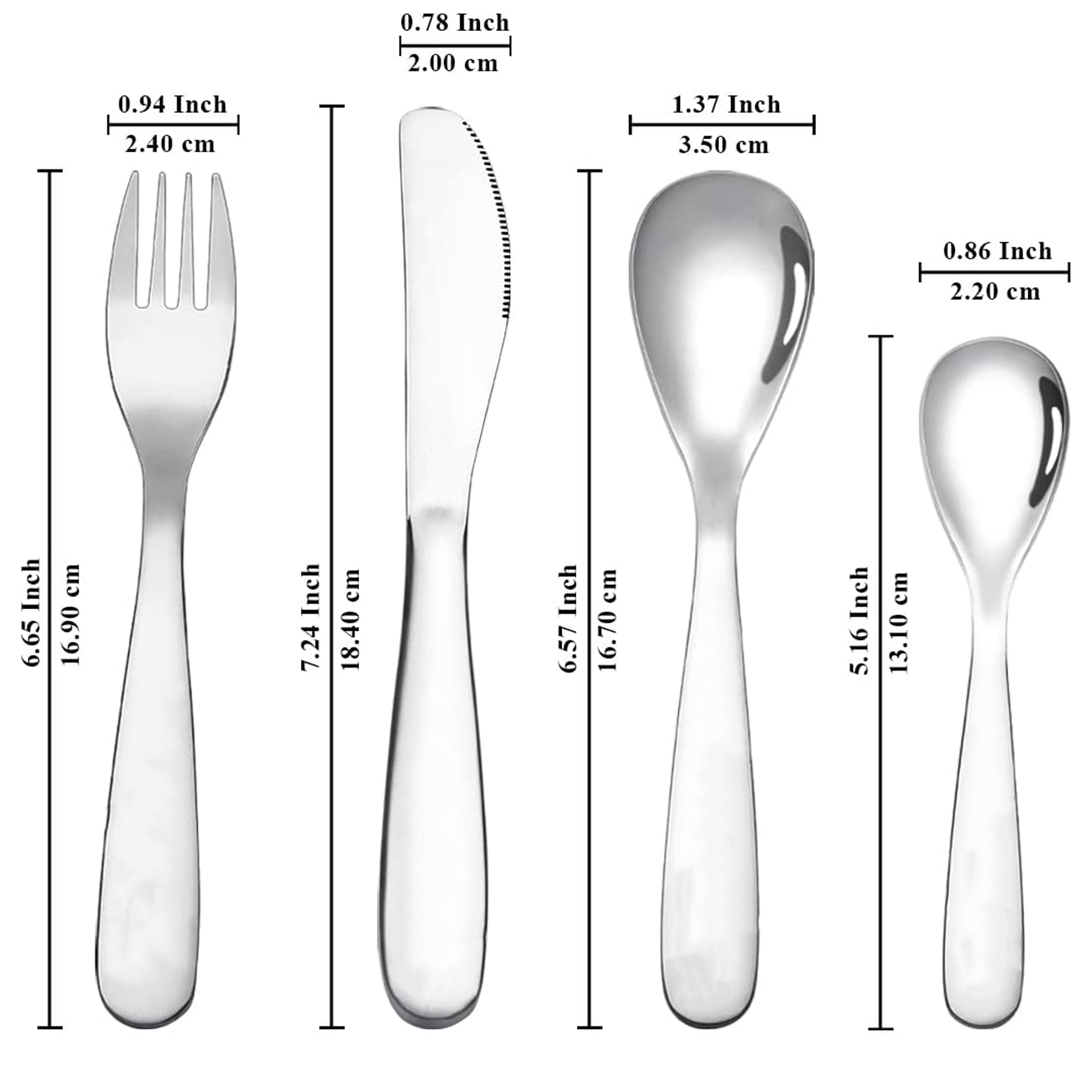 Utensils 4 Pieces Stainless Steel Kids Silverware Set 3
