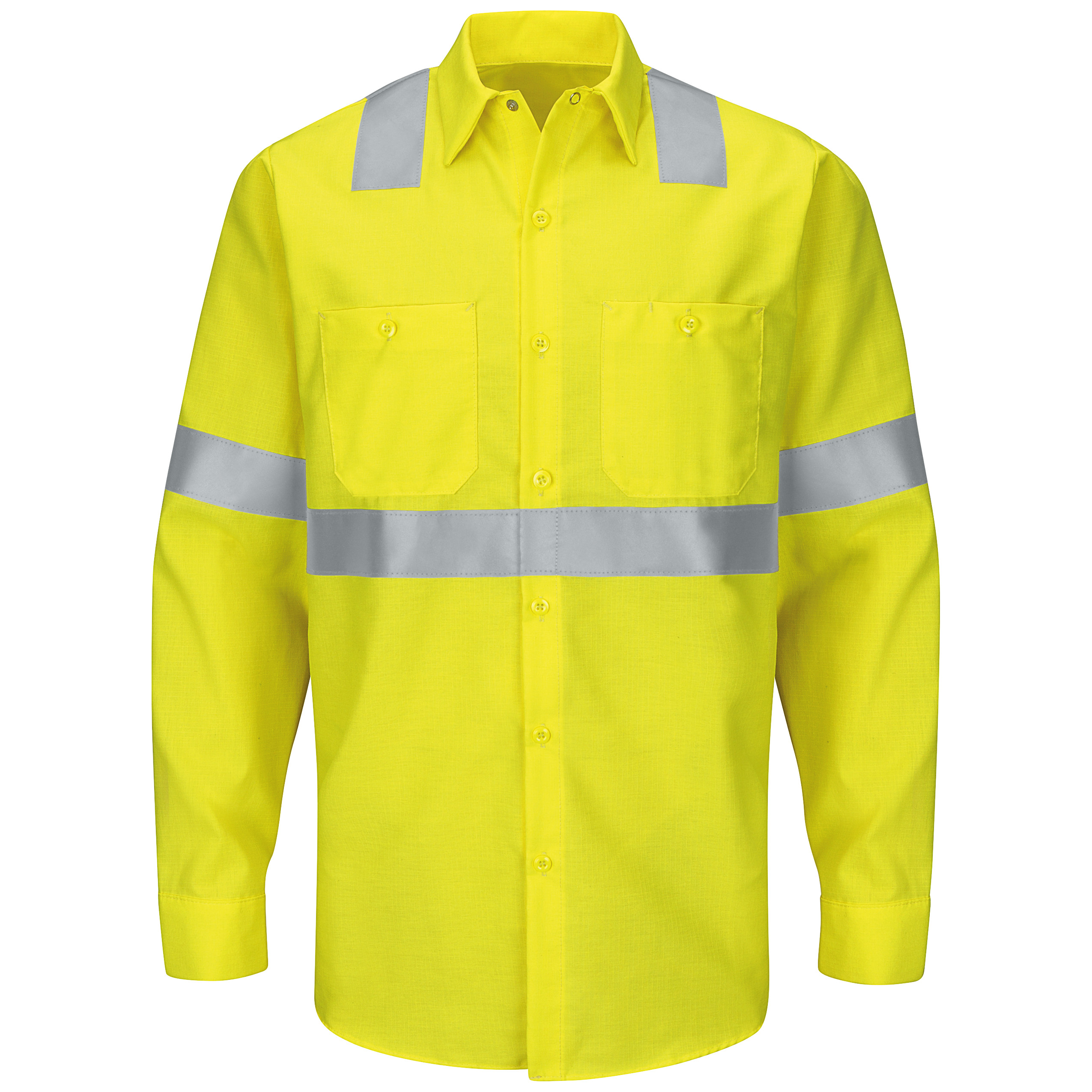 Red Kap® Men's Hi-Visibility Long Sleeve Ripstop Work Shirt - Type R, Class 2 2