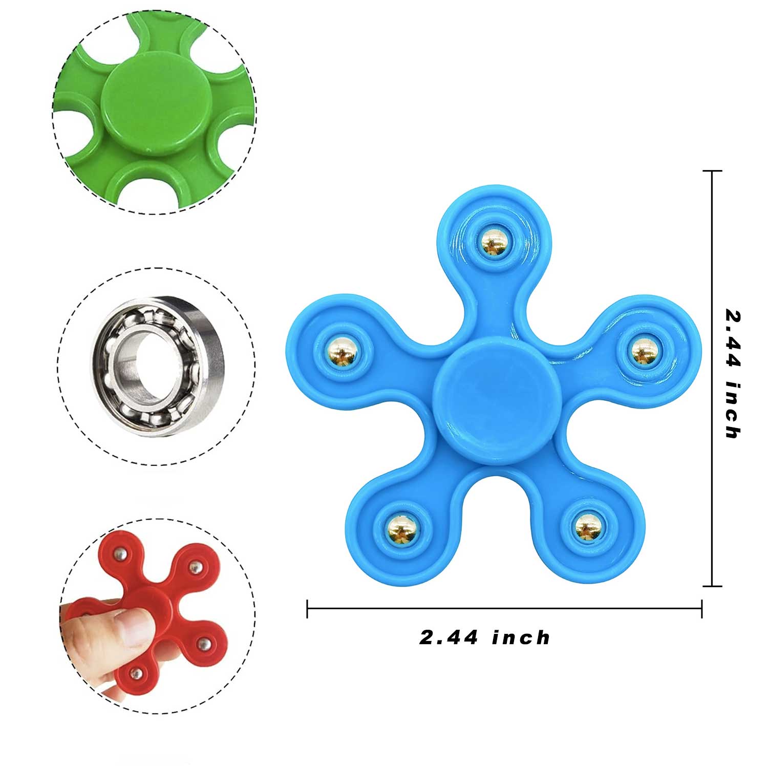 5-Bead Finger Spinner Plum Blossom Steel Ball Bearing Fidget 3