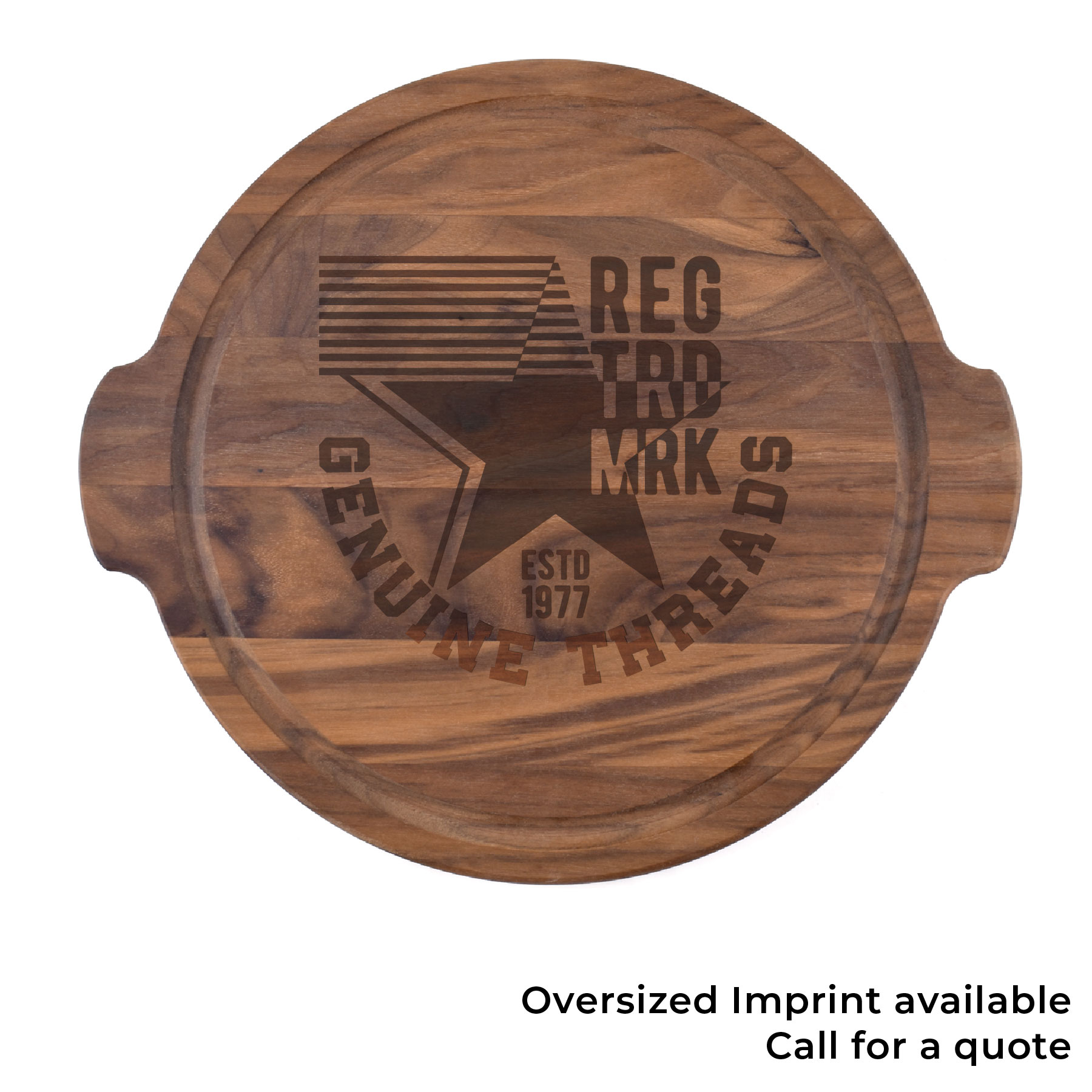 12" Walnut Round Cutting Board w/ Juice Groove & Handles 4