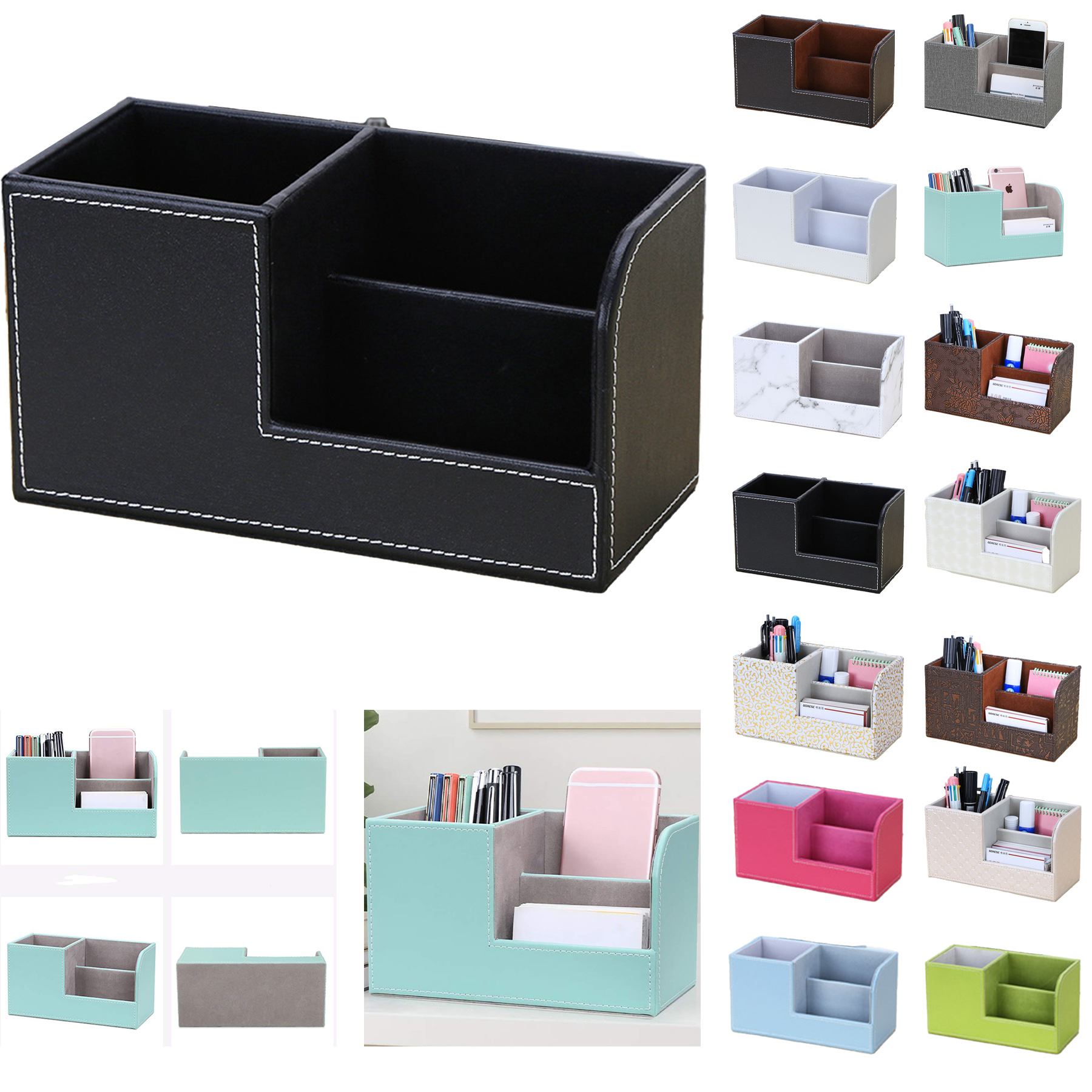 Multi-Function Leather Desk Stationery Organizer 2