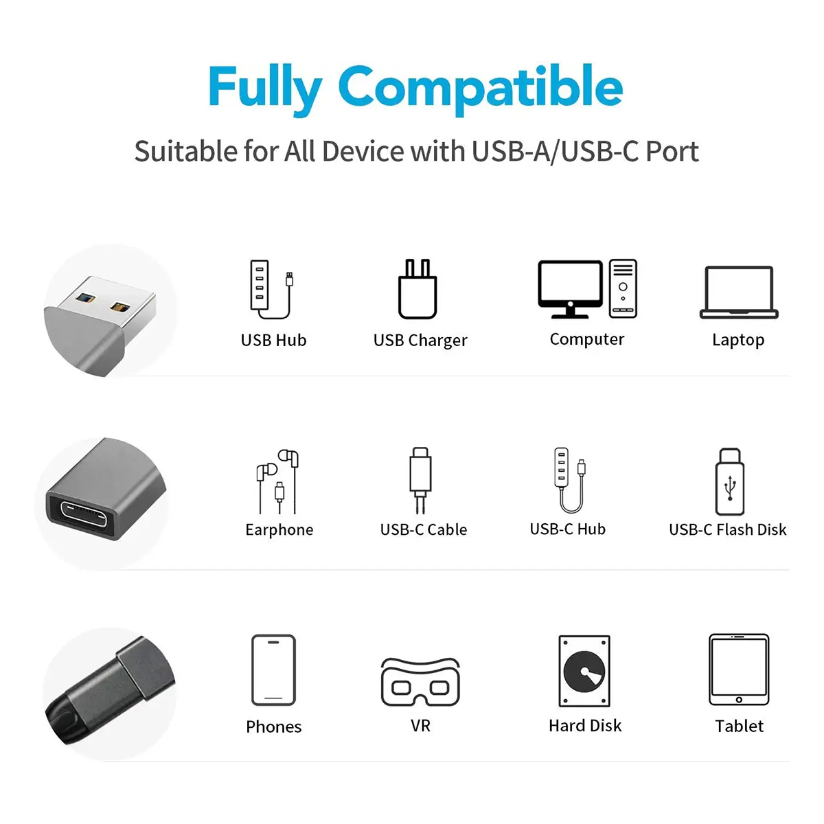 USB Type-C Female to USB 3.0 Adapter – Compatible with Laptops & More Devices 1