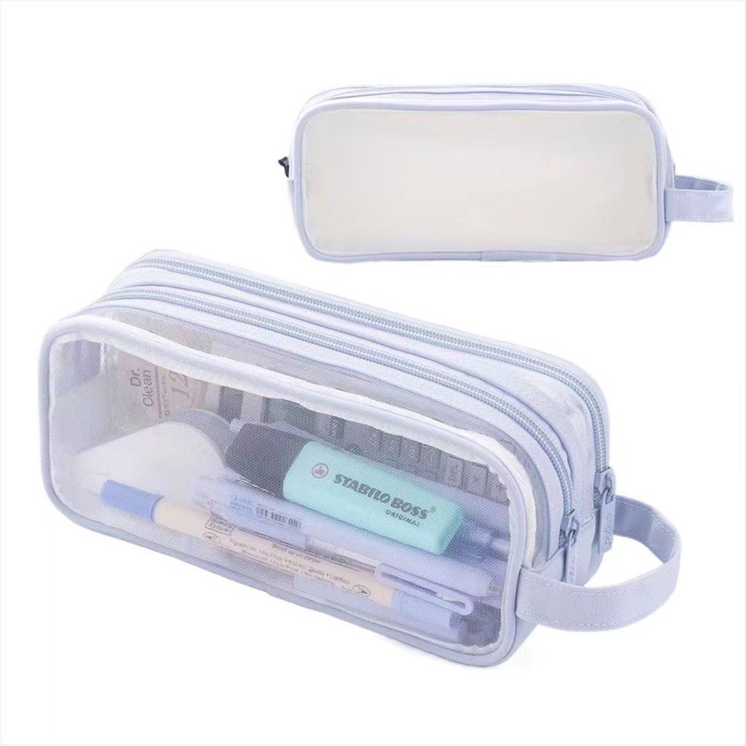 Clear Multifunctional Pencil Case with Compartments 5