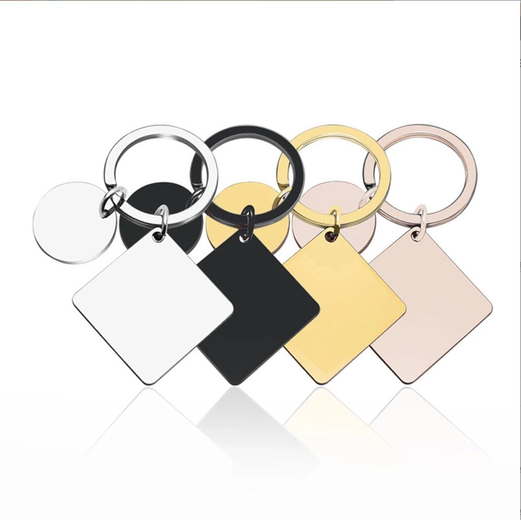 Square Stainless Steel Tag Key Chain 2