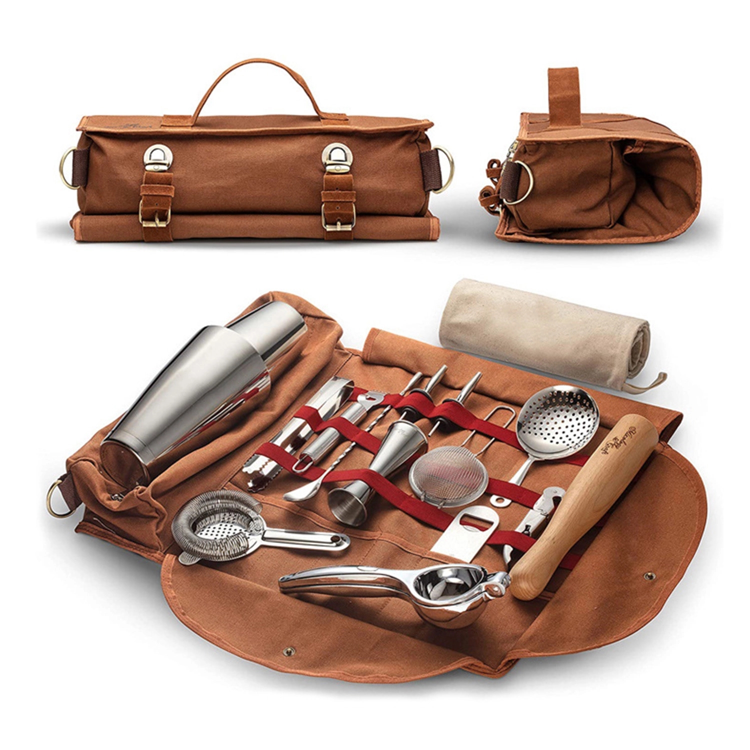 Canvas Shoulder Bartending Utensil Storage Bag 12