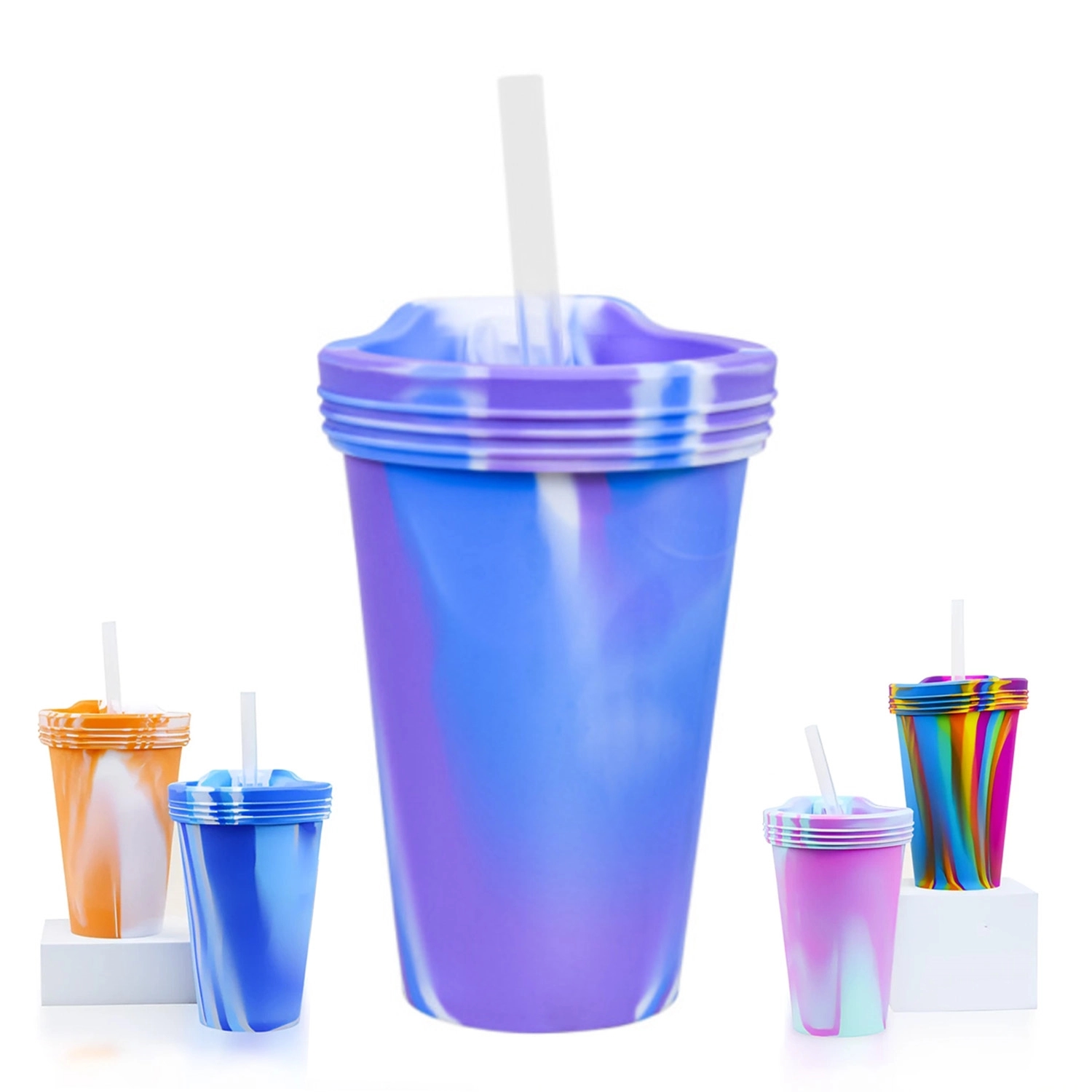 Silicone Cup With Lid And Straw 2