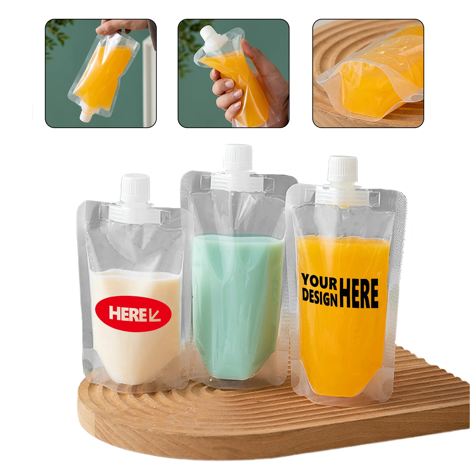 10oz Clear Stand Up Liquid Drinking Spout Bag