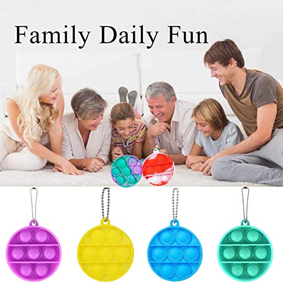 Shape Round Pure Color Push Pop Key Chain/Hook up 11