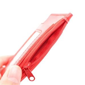 Elegant PU Leather Card Case With 1 Side Zipper Pocket And Lanyard 22