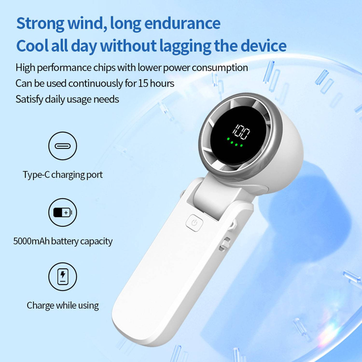 Adjustable Foldable Portable Mini Handheld Turbo Fan 8