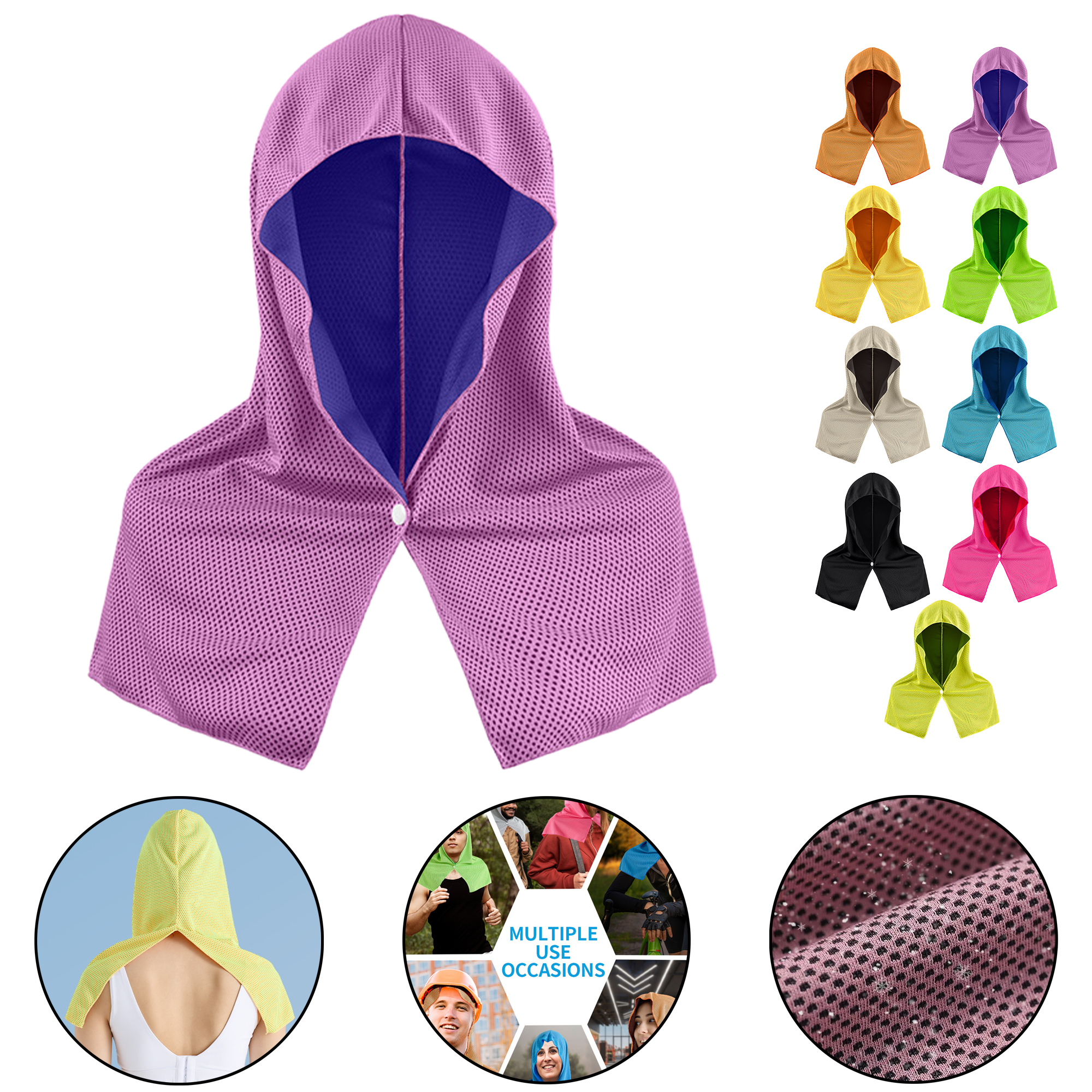 Cooling UV Protection U-Shaped Hooded Towel Scarf for Hiking Fishing Outdoor Sports Quick Dry 11