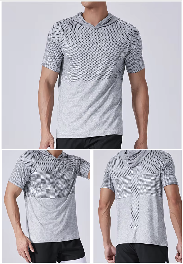 Men's Dry Fit Short Sleeve Active Athletic Hoodie Pullover Sweatshirt 2
