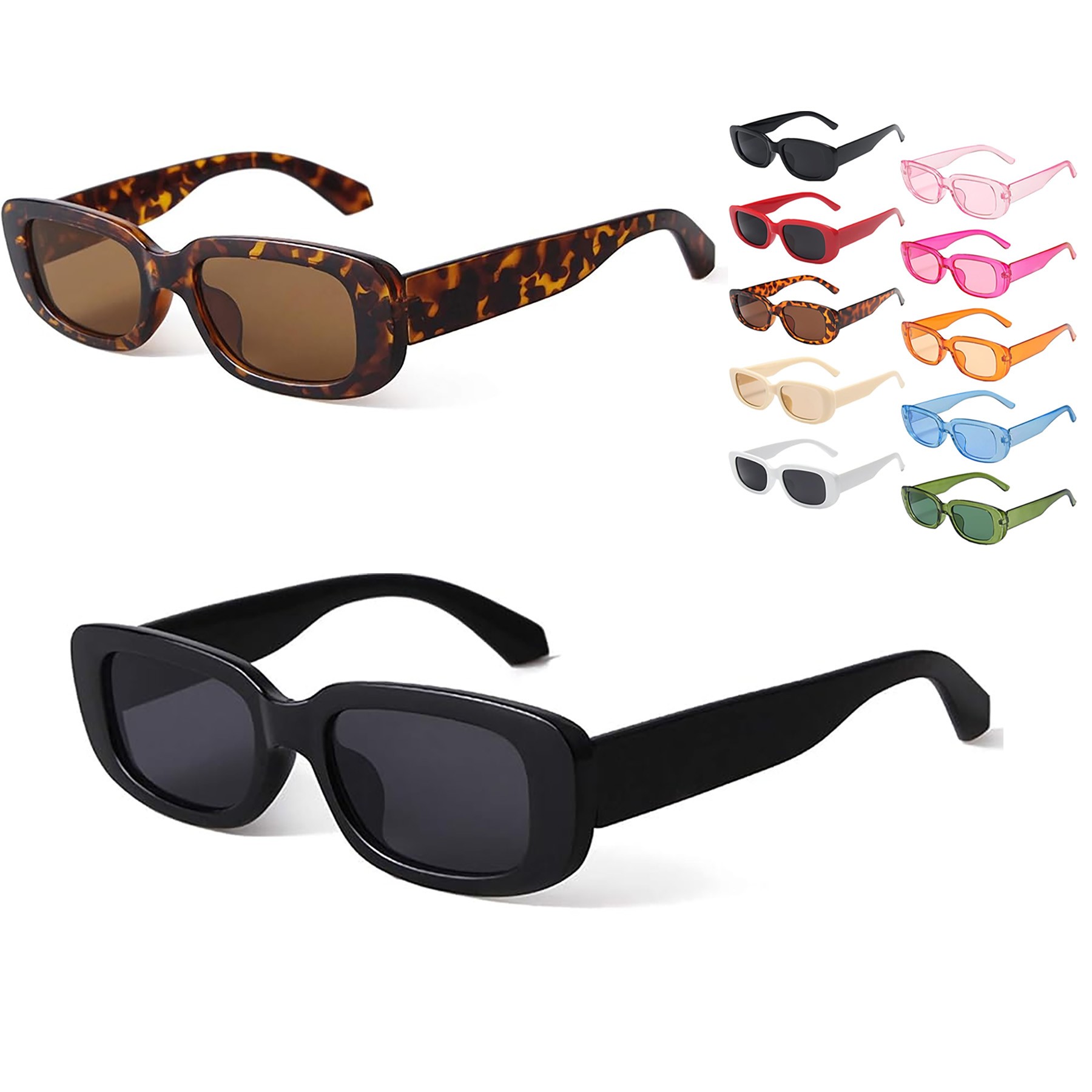 Retro Rectangle Narrow Square Frame Sunglasses