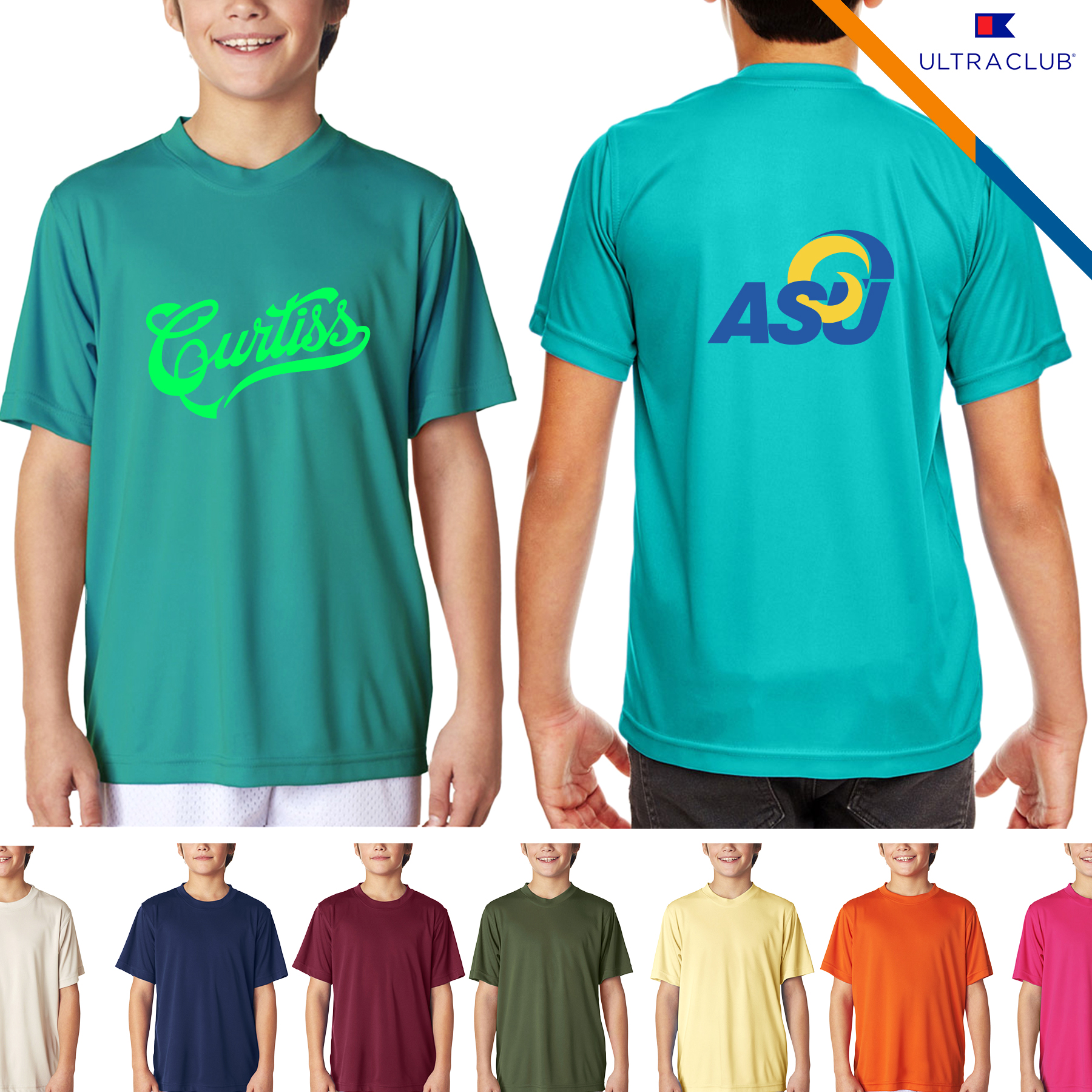 UltraClub® 4 oz Youth' Cool & Dry Performance T-Shirts 4