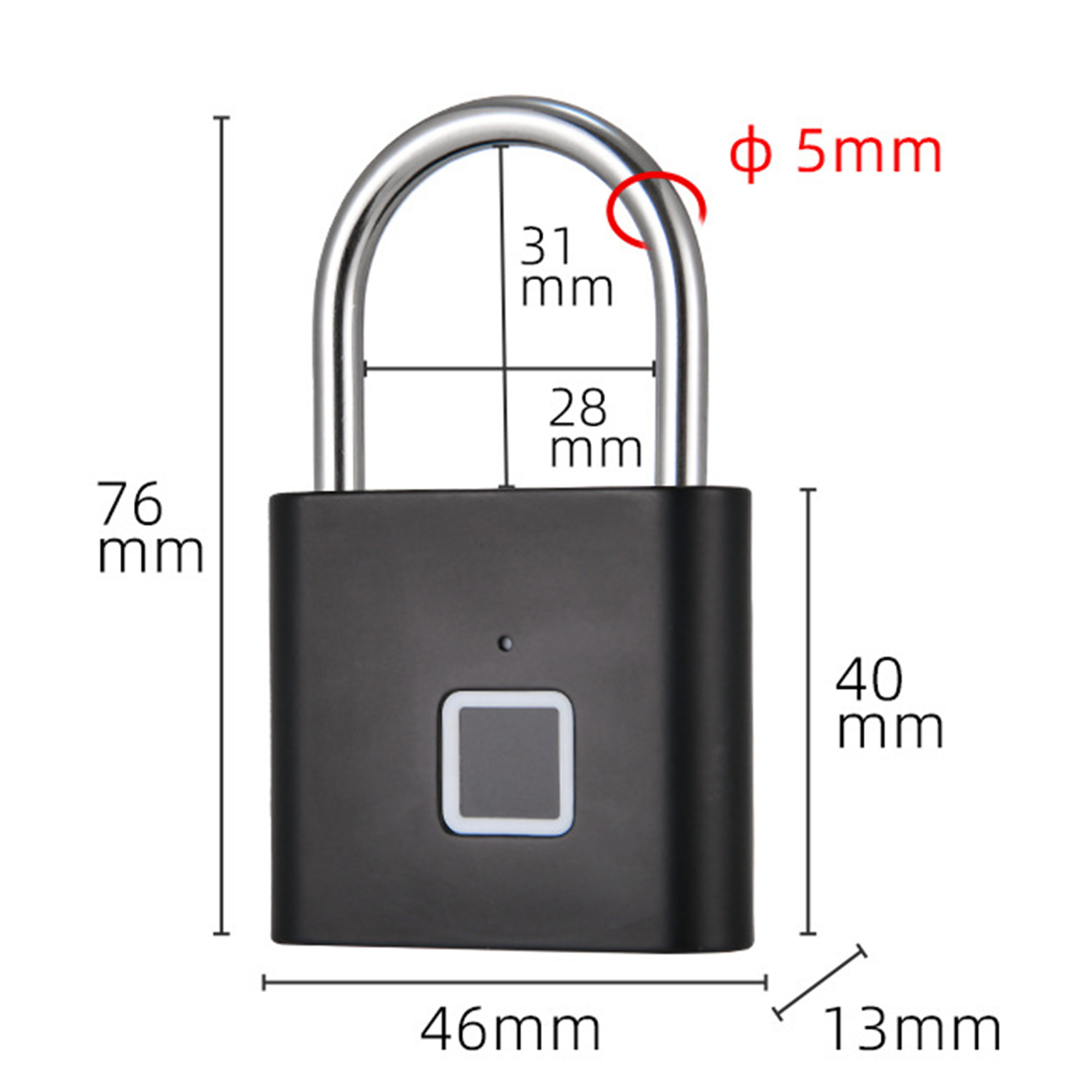 Portable Rechargeable Fingerprint Unlock Metal Padlock 3