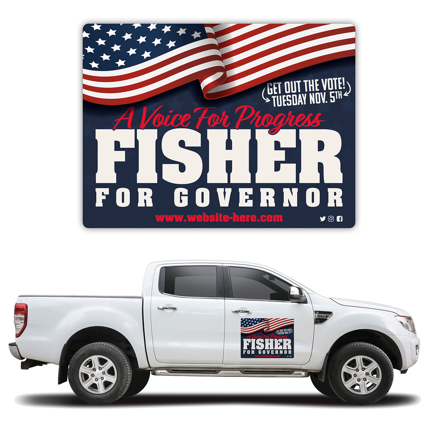Political Magnetic Car/Truck/Auto/Vehicle Signs - 24x18 Round Corners 2
