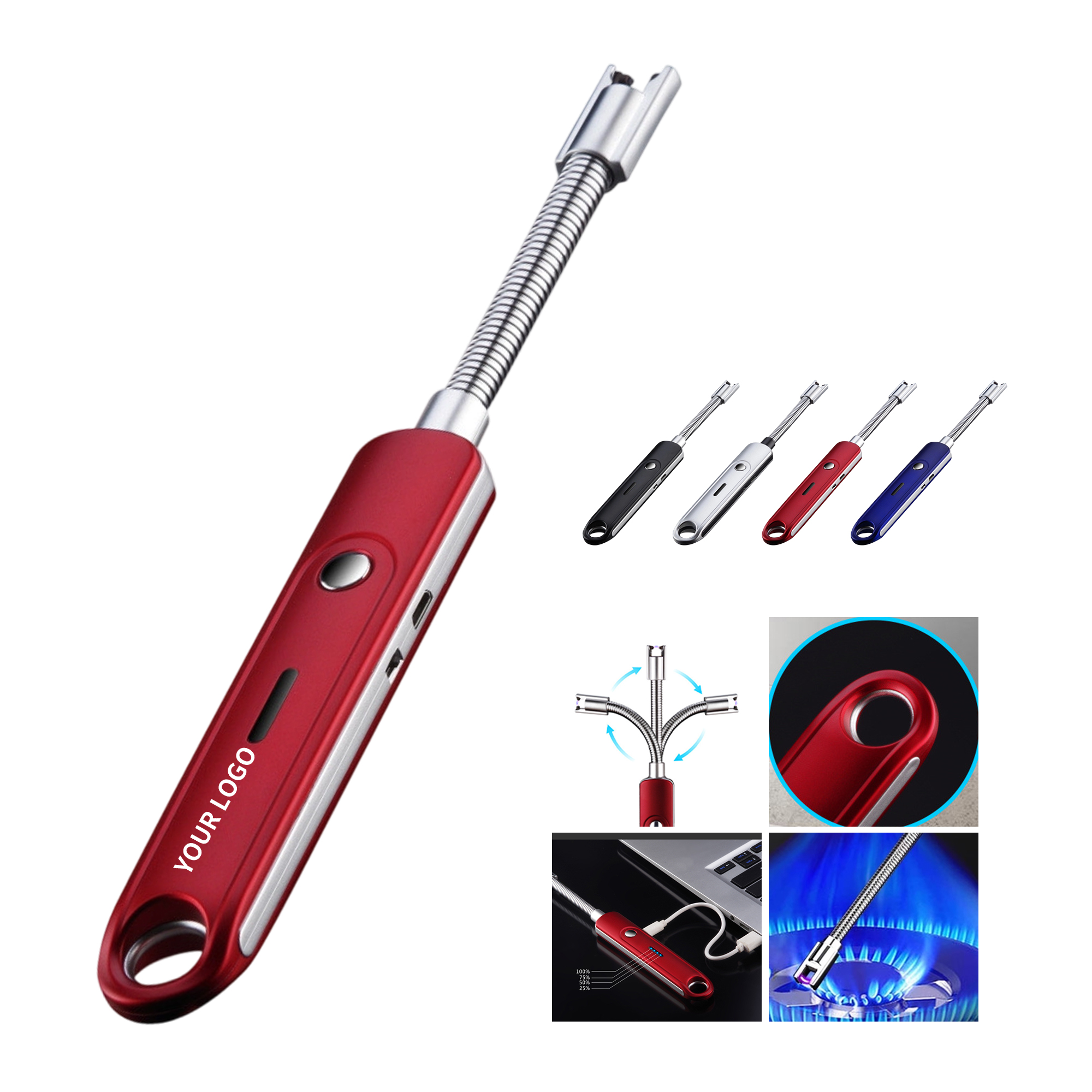 Rechargeable Arc Candle Lighter With Flexible Neck 8.6" Length x 1" Width x 0.4" Thick 2