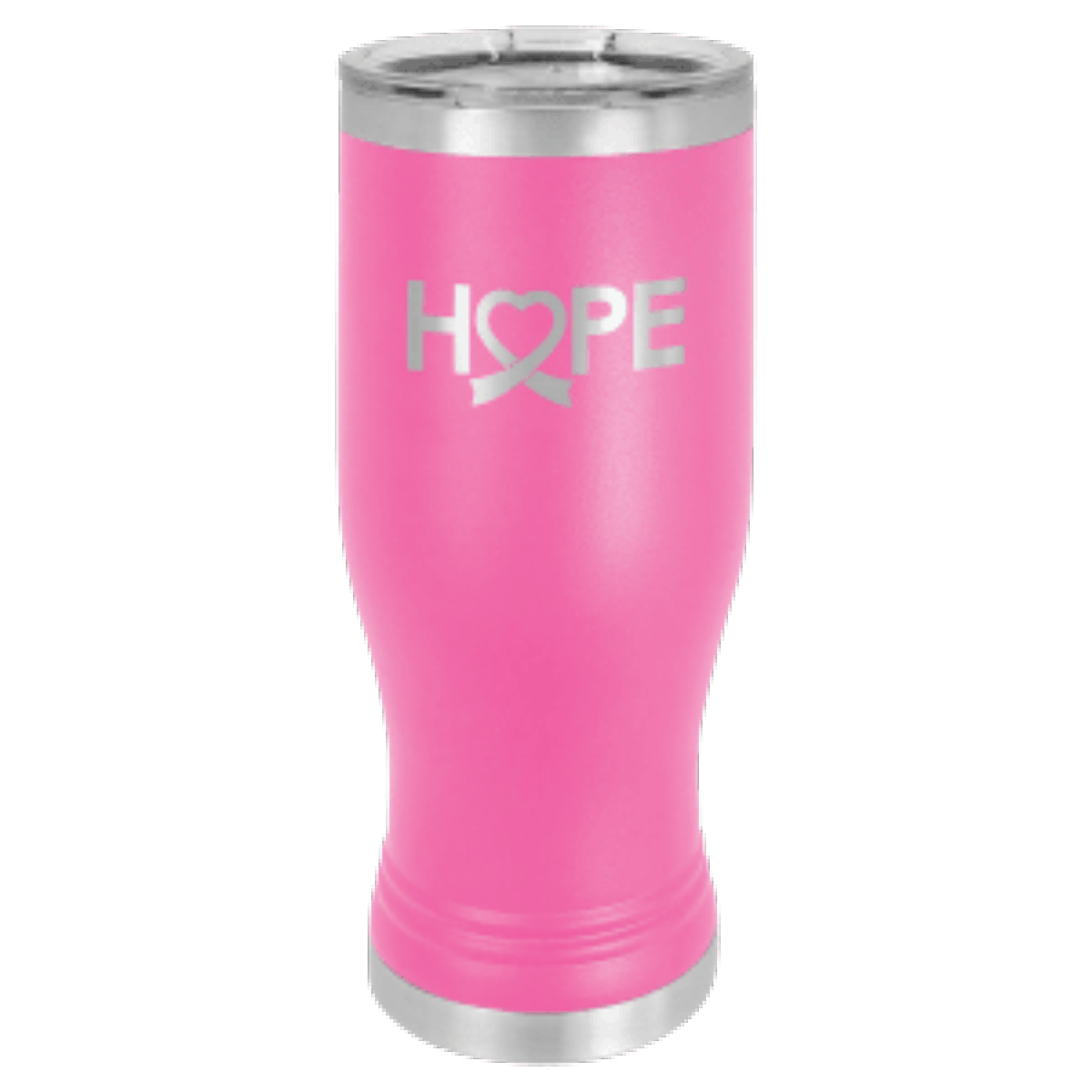 14 oz. Pink Laser Engraved Polar Camel Pilsner Tumbler w/Clear Lid 2