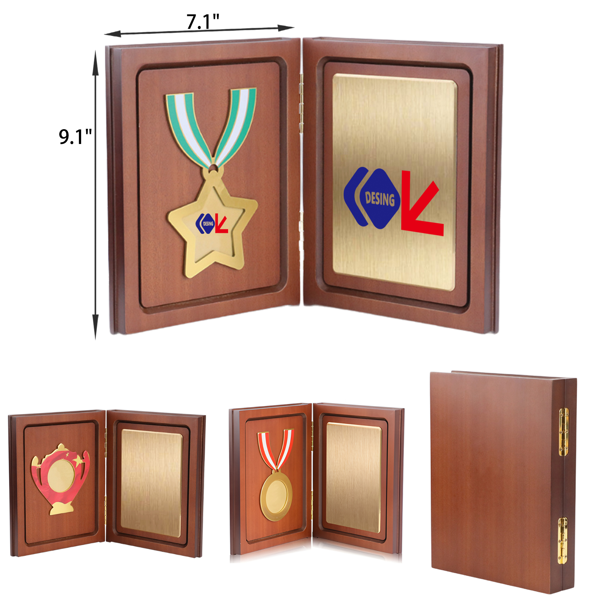 MOQ 3 PCS Gorgeous Metal Medal With Wooden Cover 3