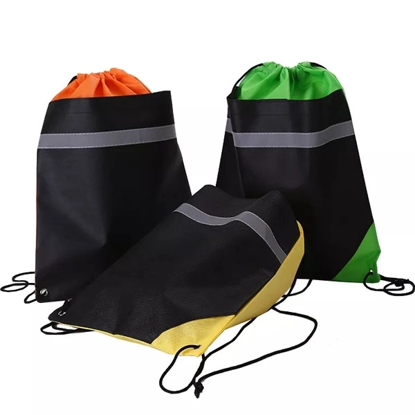 Non Woven Drawstring Bags with Reflective Stripe 6