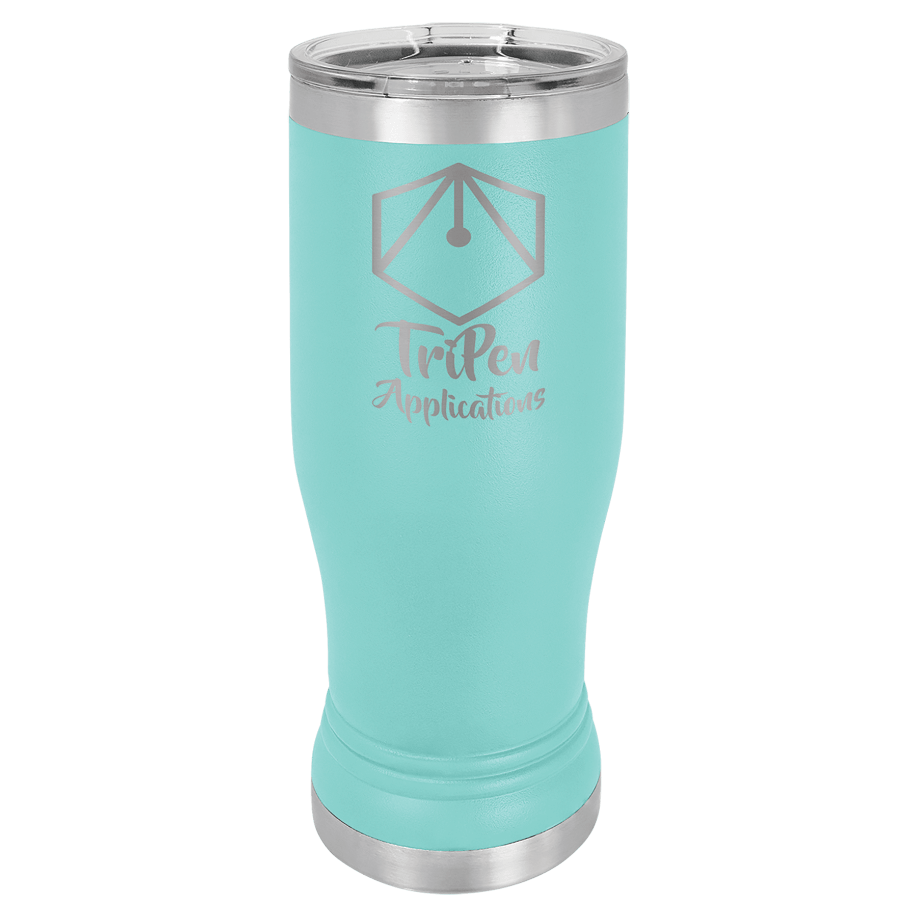 Teal 14 oz. Polar Camel Pilsner with Clear Lid 2