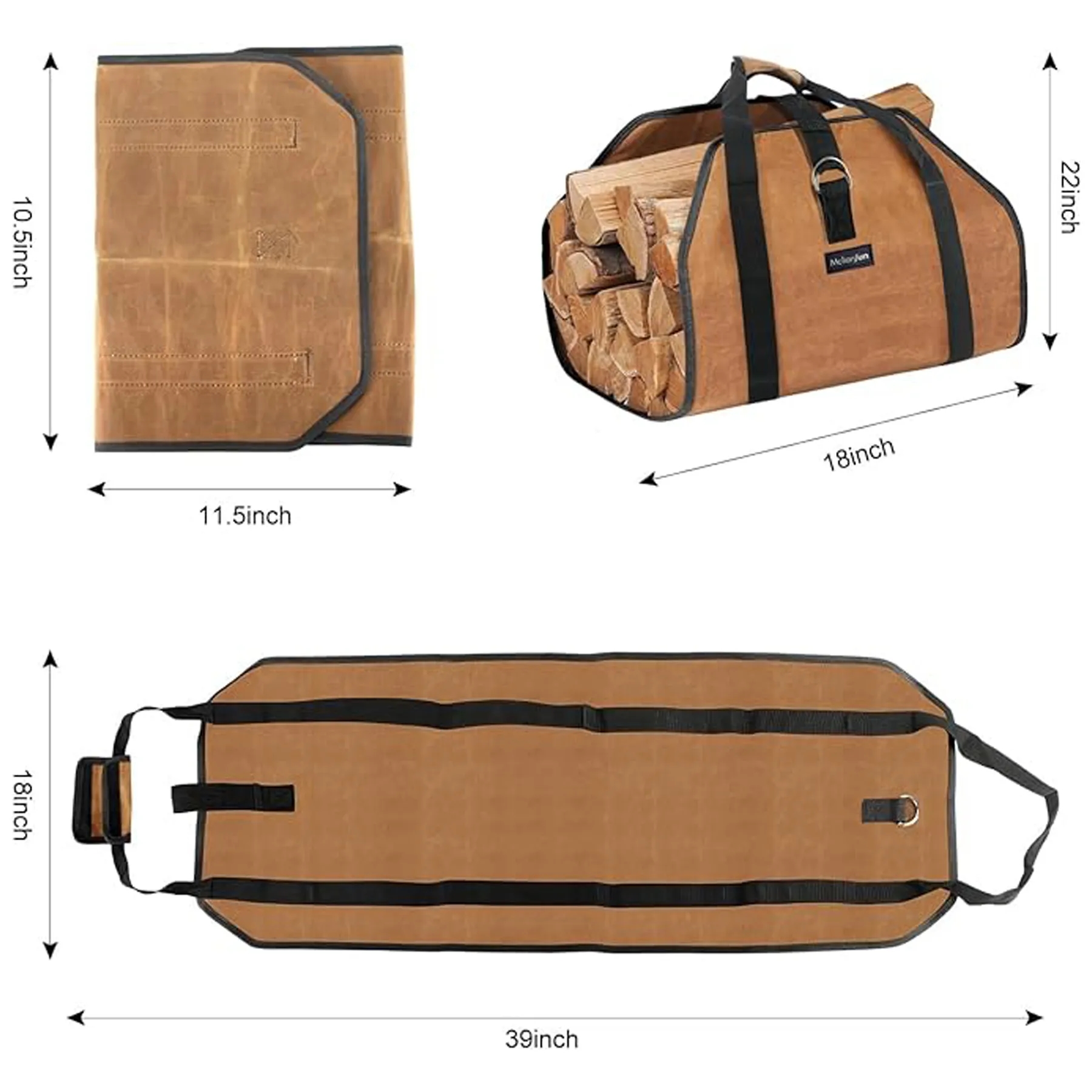 Outdoor Waterproof Canvas Log Firewood Carrier Bag 3