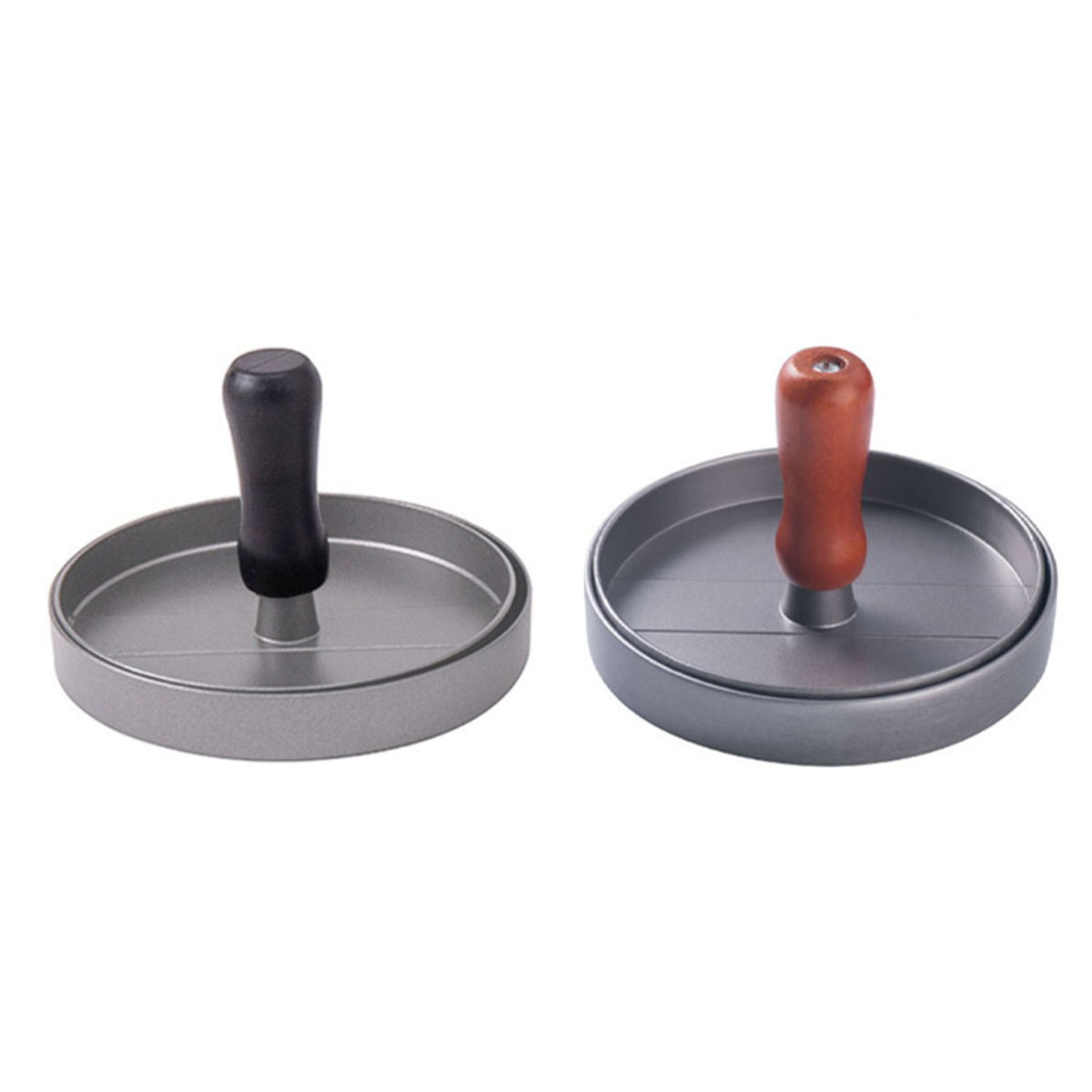 Aluminum Burger Press with Handle and 100 Patty Papers 4