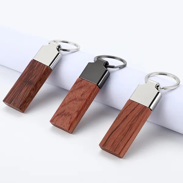 Engraved Belmont Wood Key Chain 4