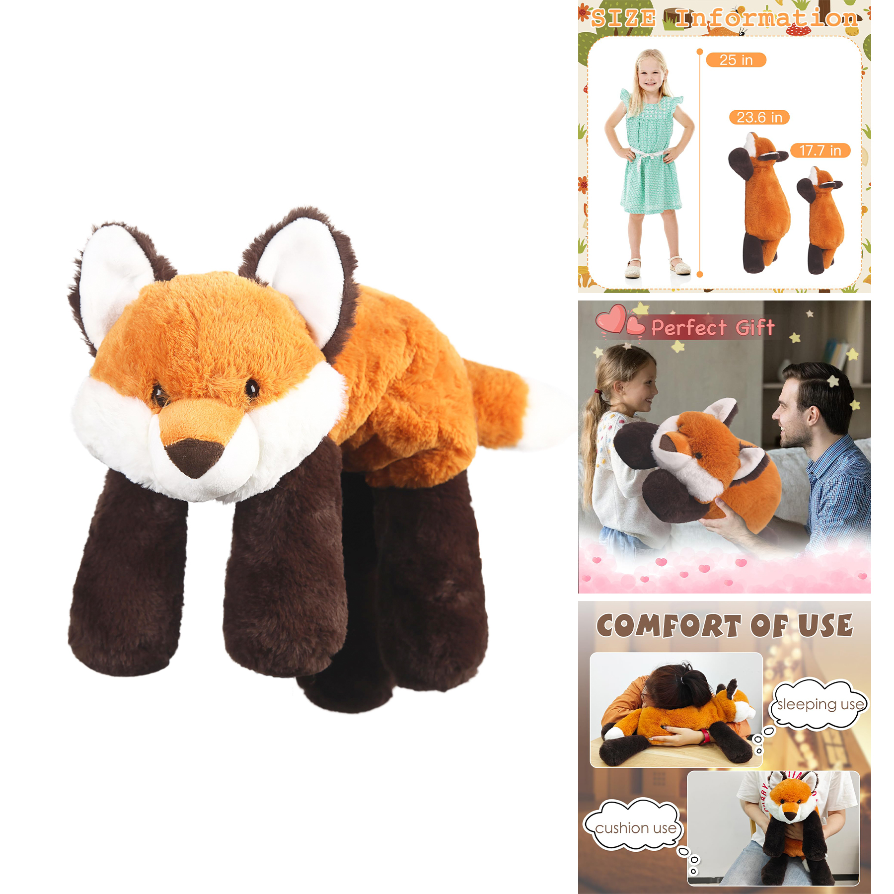 Fox Plush Cute Cuddly Body Pillow Hug 2