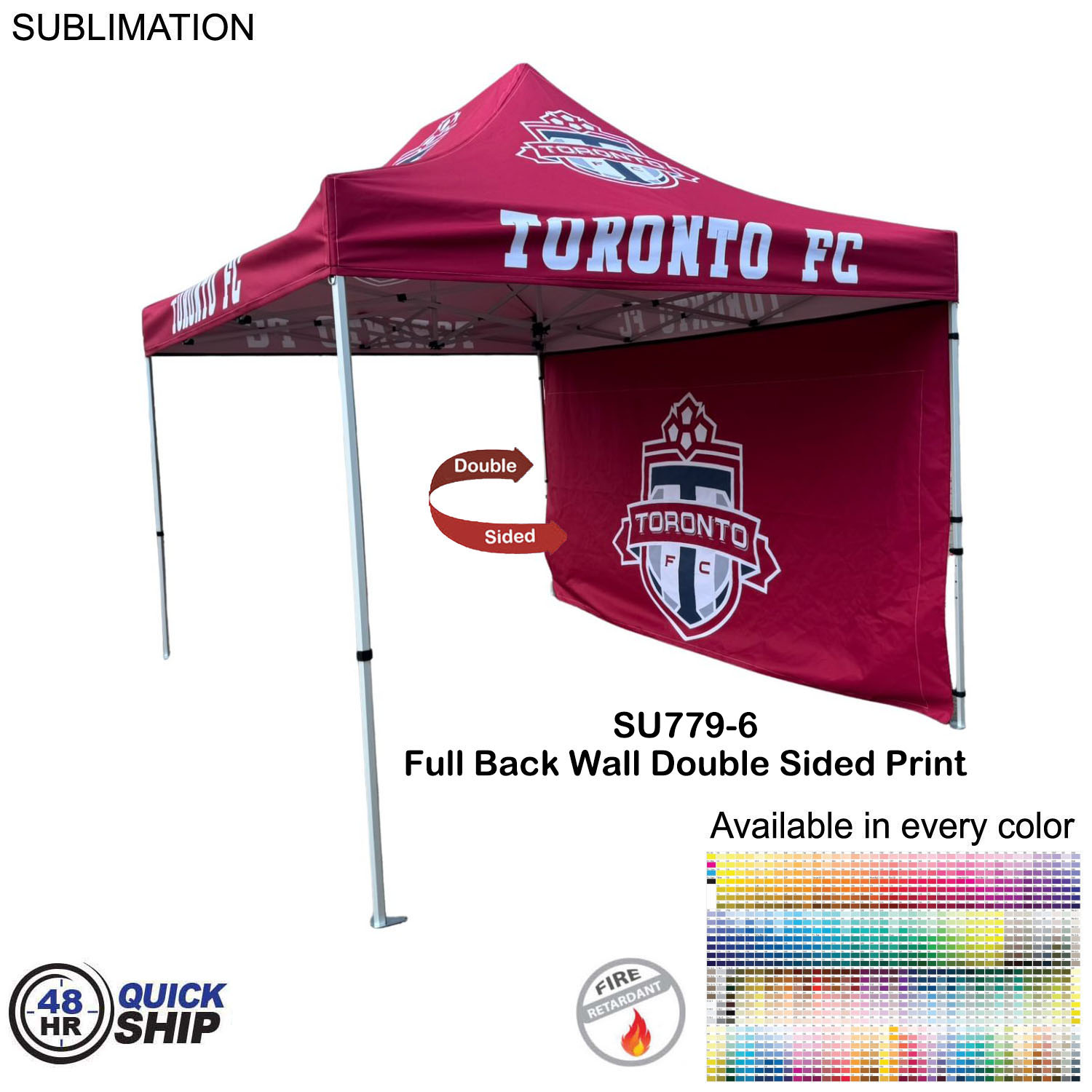 48Hr Quick Ship - Full 15' Back Wall for 10x15 Tent Kit, Sublimated, Double Sided Print