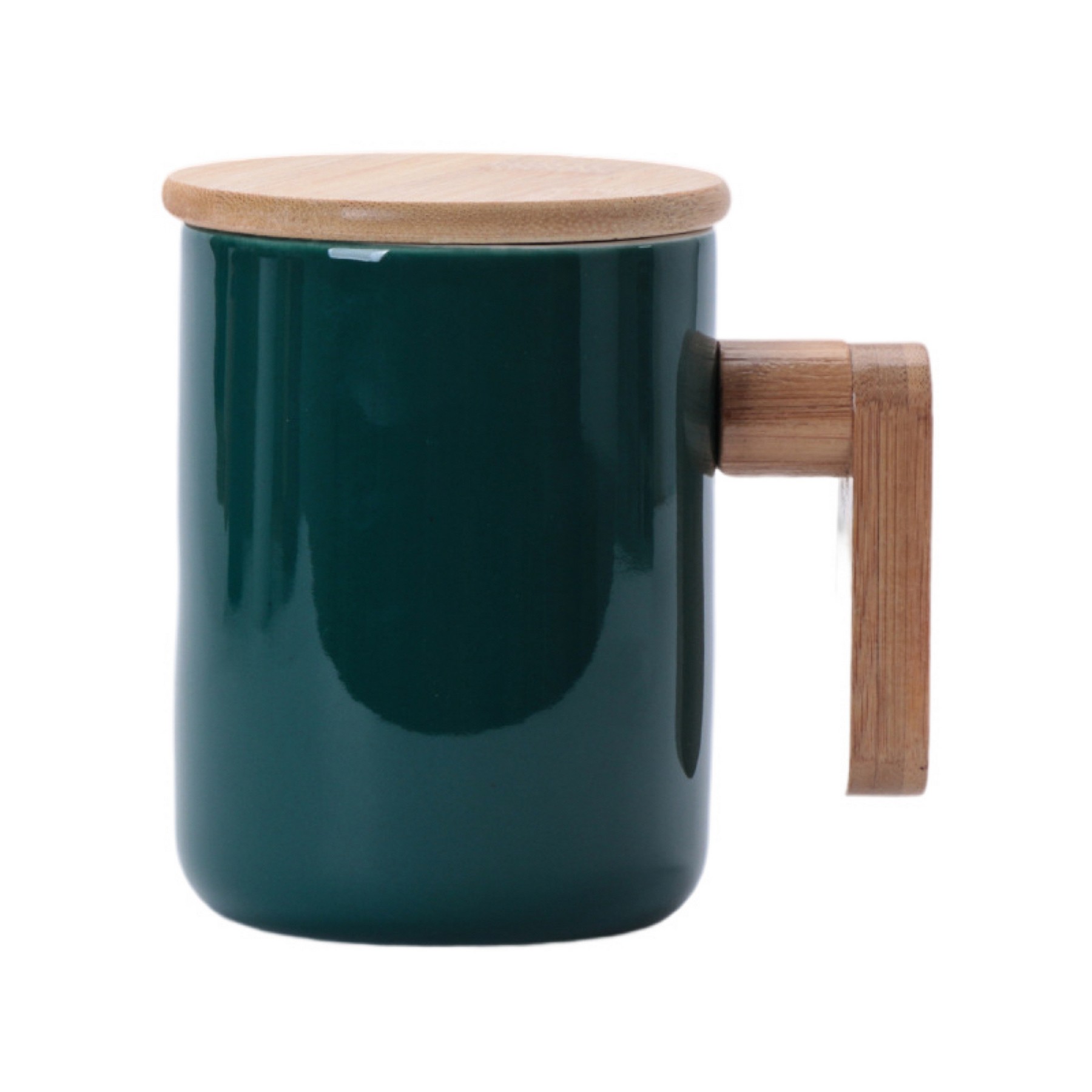 Ceramic Coffee Mug With Bamboo Handle And Lid 6