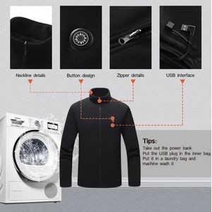 9 Areas Warming Heated Vest Electric USB Unisex Long Sleeve Coat 2