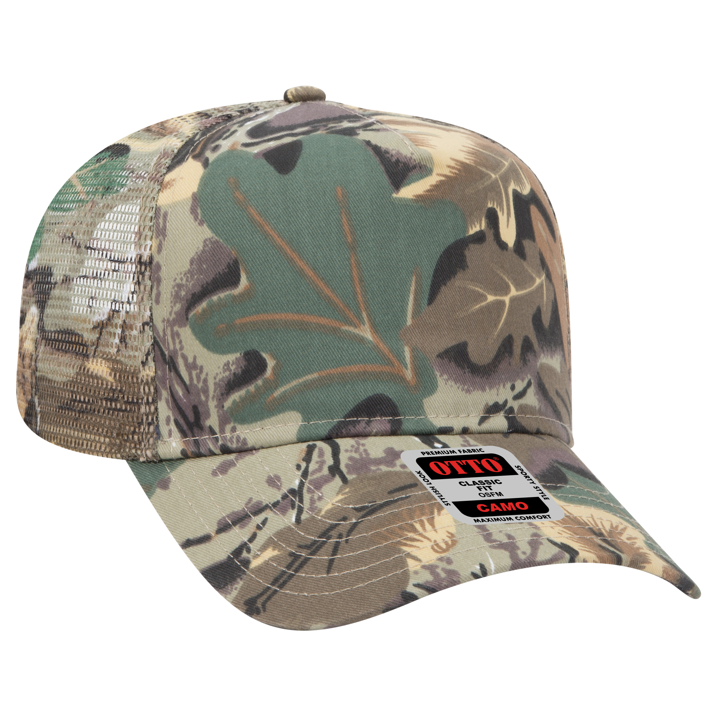 OTTO CAP® Camouflage 5 Panel Mid Profile Mesh Back Trucker Hat 9