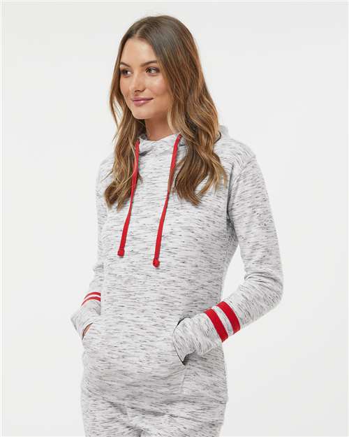 Women's Mélange Fleece Striped-Sleeve Hooded Sweatshirt - 8674 5