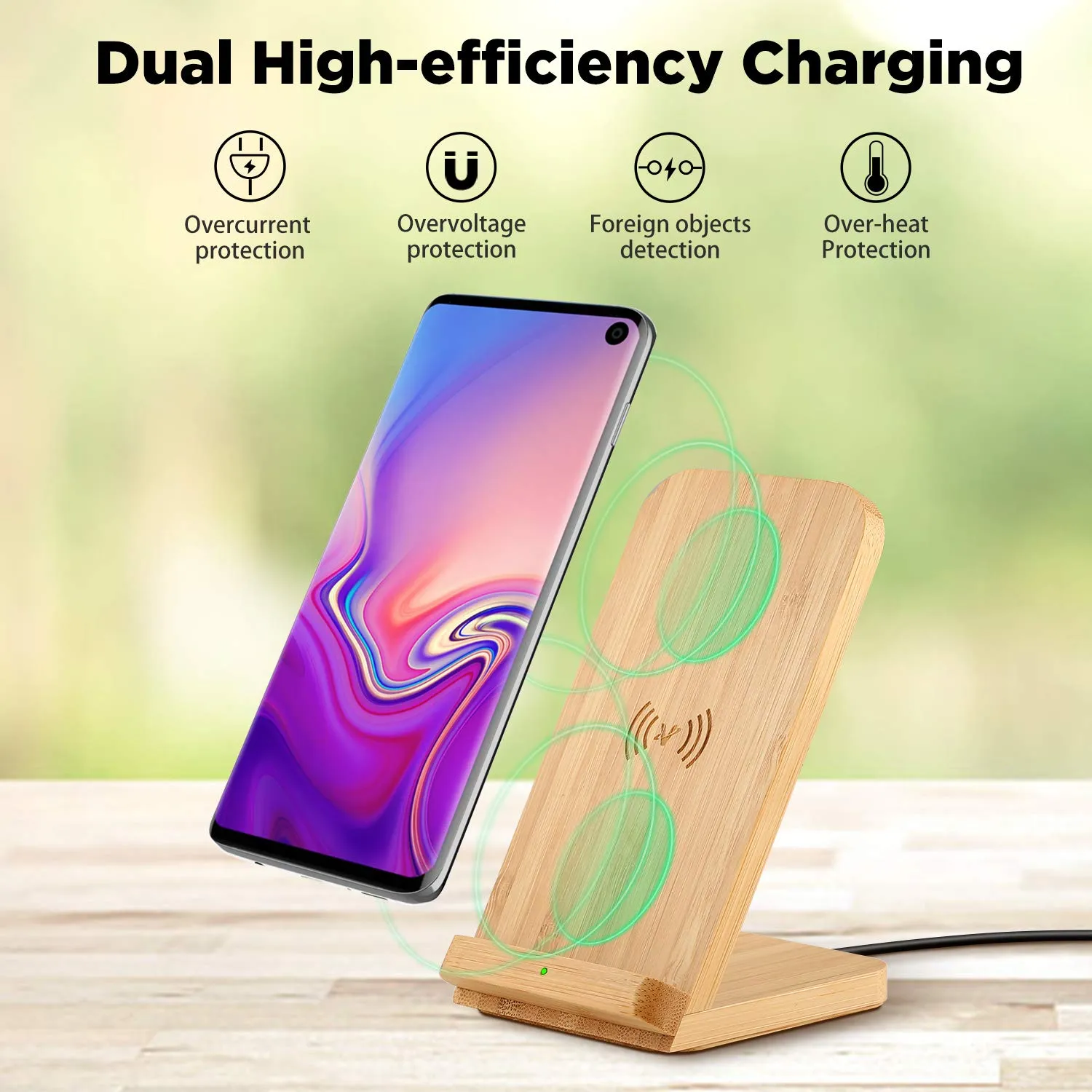 Bamboo Fast Wireless Charger Stand Wood 4