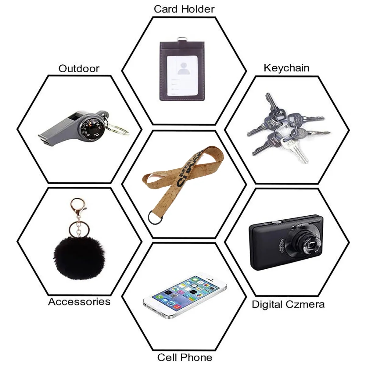 Eco Cork Lanyard With Metal Swivel Hook For ID Badges 1