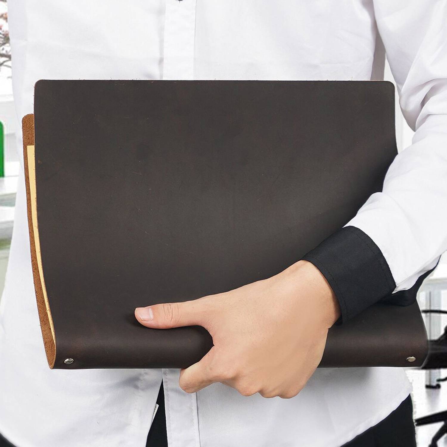 Retro Handmade Top Layer Cowhide A4 Loose Leaf Notebook 2